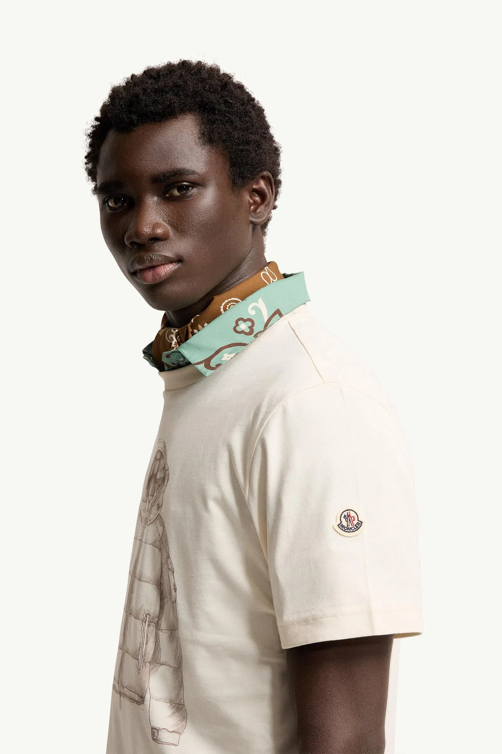 Moncler Down Jacket Print Cotton T-Shirt White Ivory White Ivory