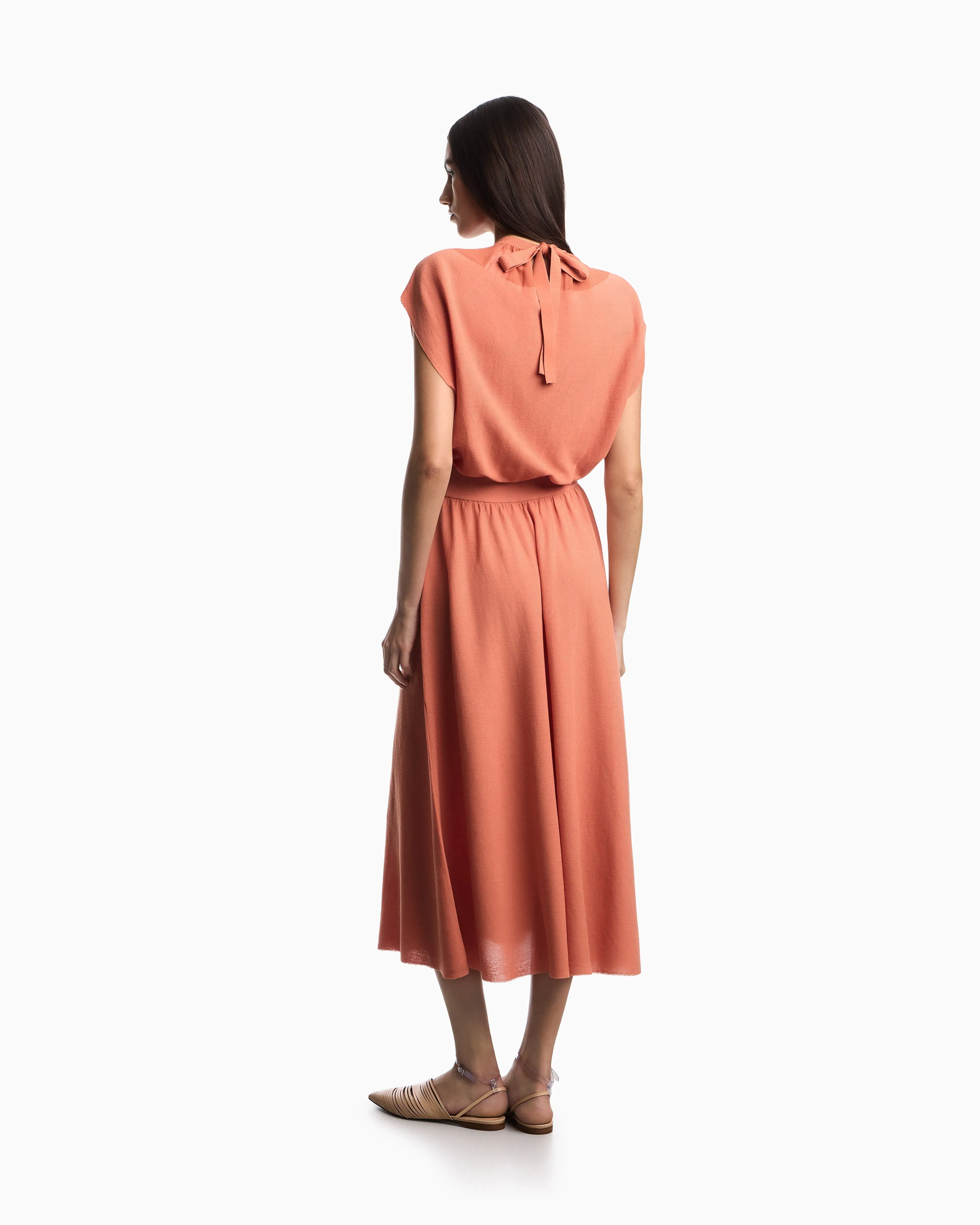 Emporio Armani Link-stitch Lyocell-blend dress with yoke