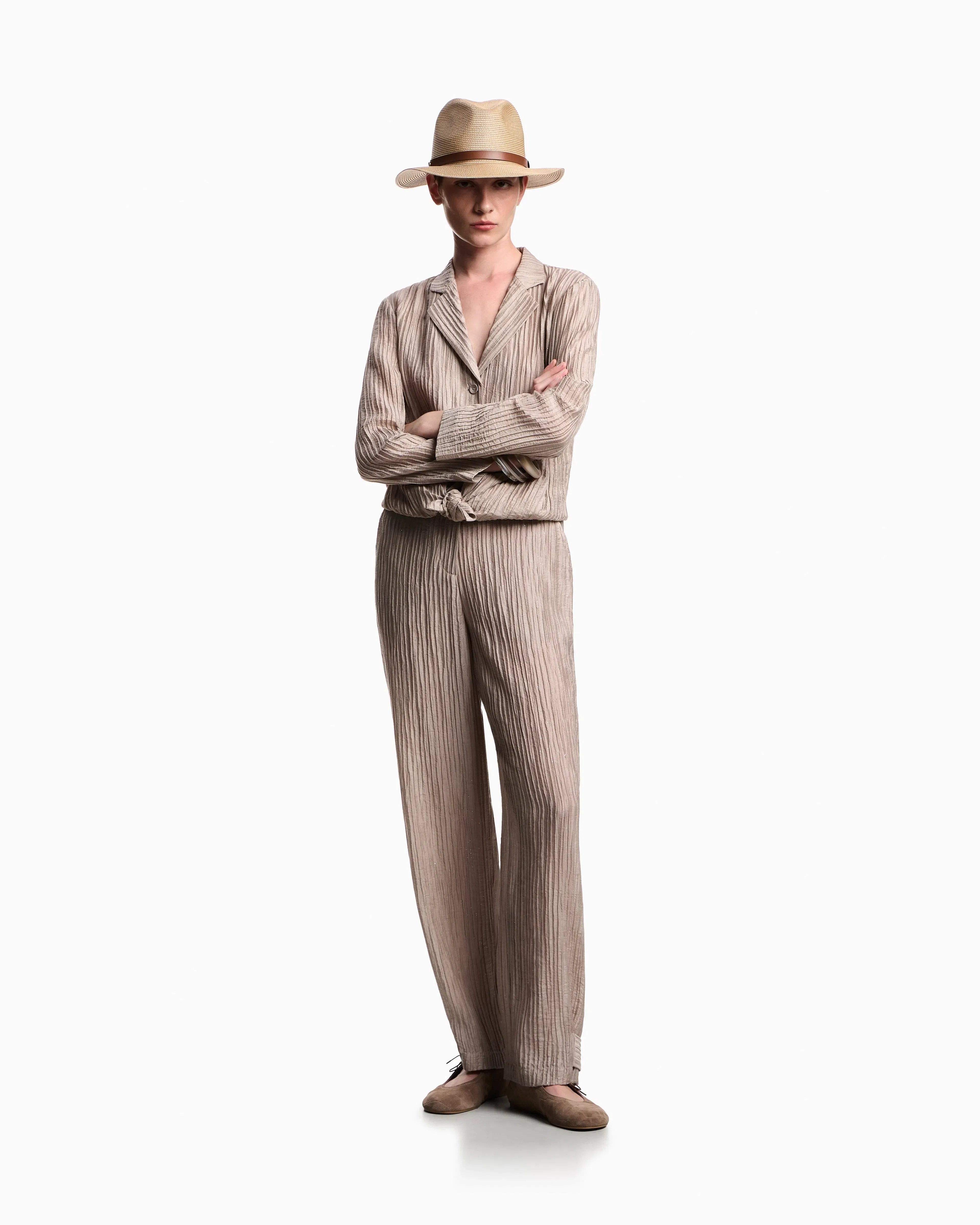 Emporio Armani Single-breasted jacket in sparkling pleated crepon