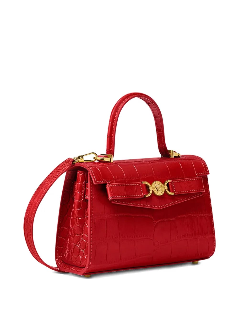 small crocodile-embossed top-handle bag