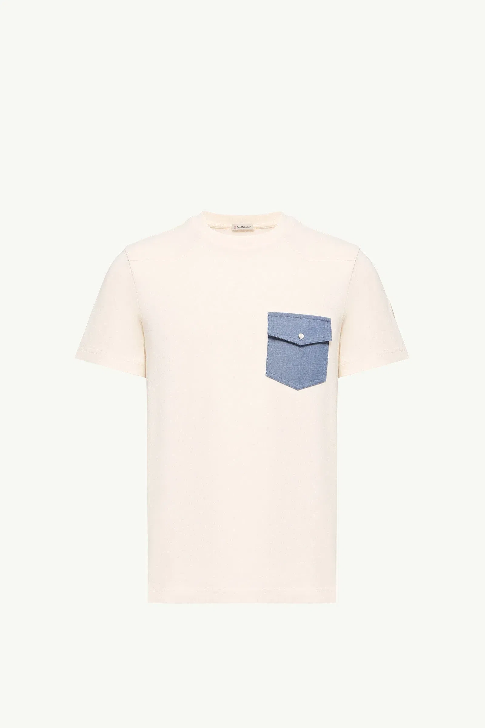 Moncler Cotton Jersey T-Shirt With Denim Pocket White Ivory White Ivory