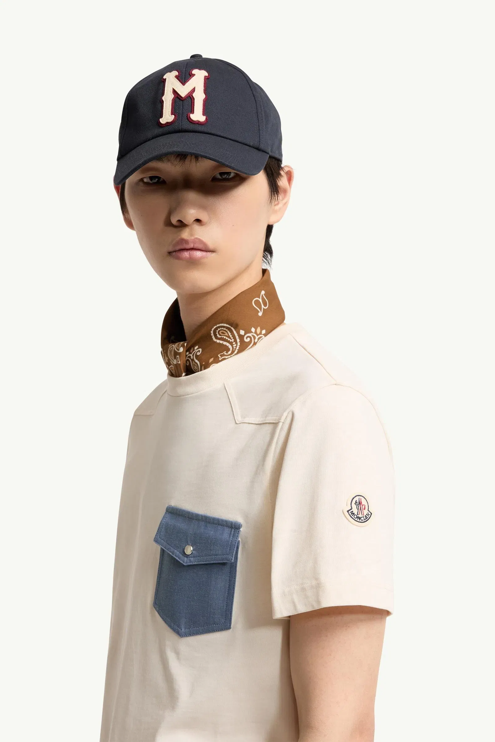 Moncler Cotton Jersey T-Shirt With Denim Pocket White Ivory White Ivory