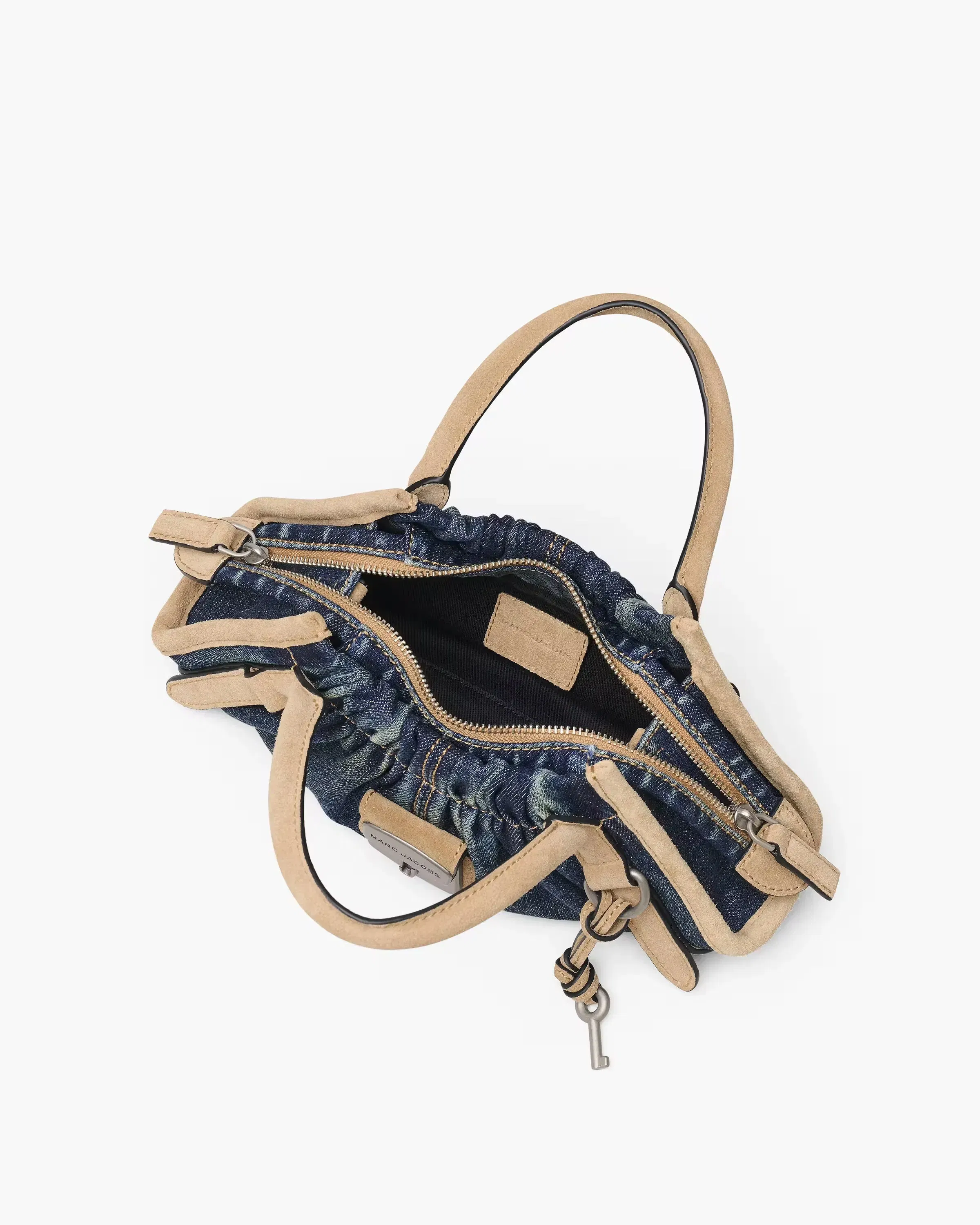 Marc Jacobs The Denim Suede Cristina Small Satchel Dark Wash Indigo