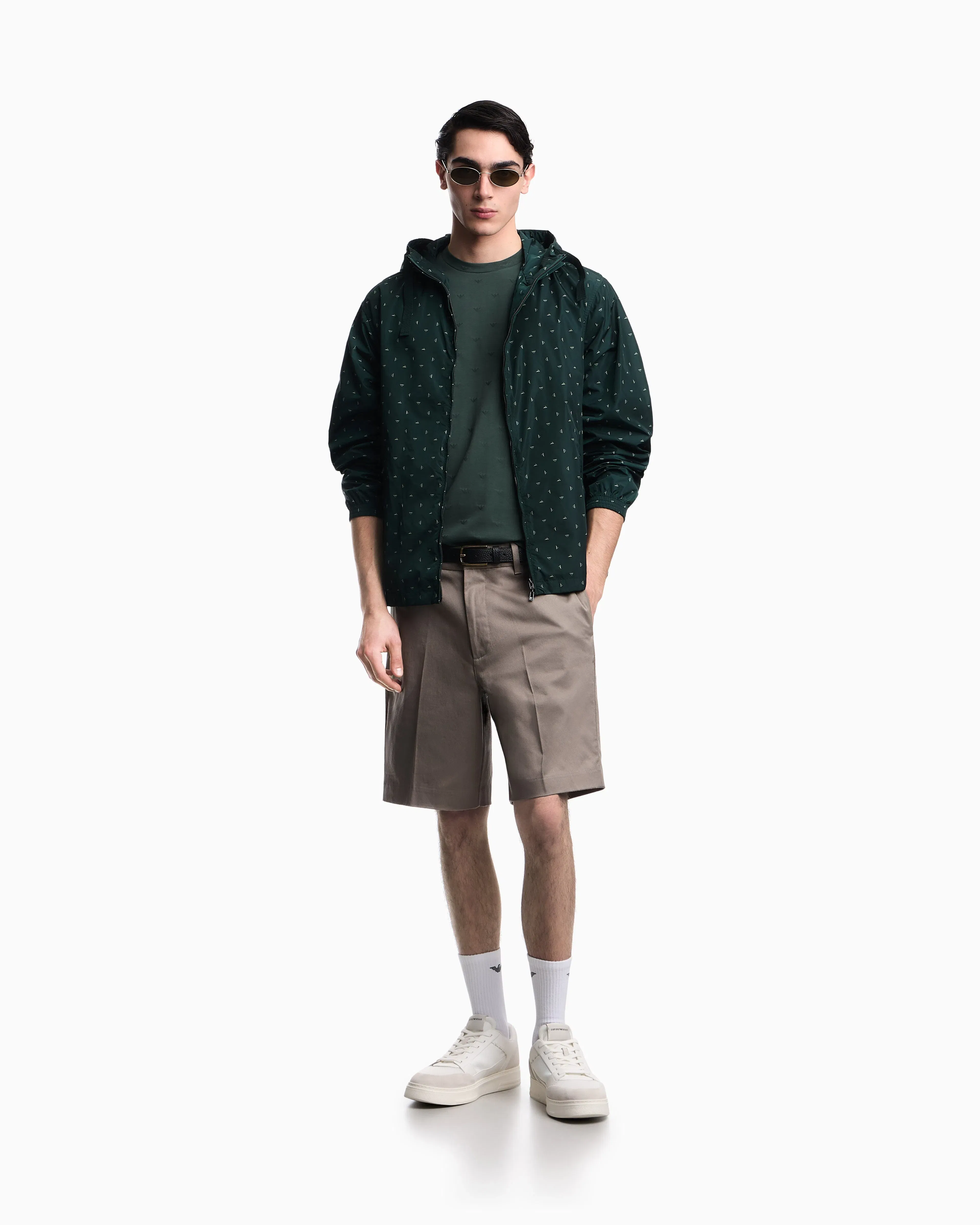 Emporio Armani Slim-fit T-shirt in all-over micro-eagle jacquard jersey