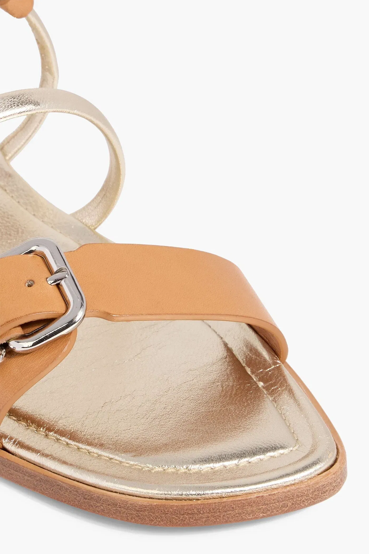 Tod's Smooth And Metallic Leather Slingback Sandals Light Brown Women's