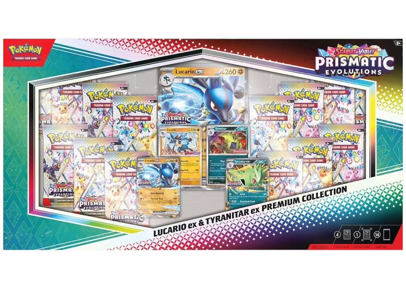 2025 Pokemon Scarlet & Violet Prismatic Evolutions Lucario Ex & Tyranitar Ex Premium Collection Sams Club Exclusive