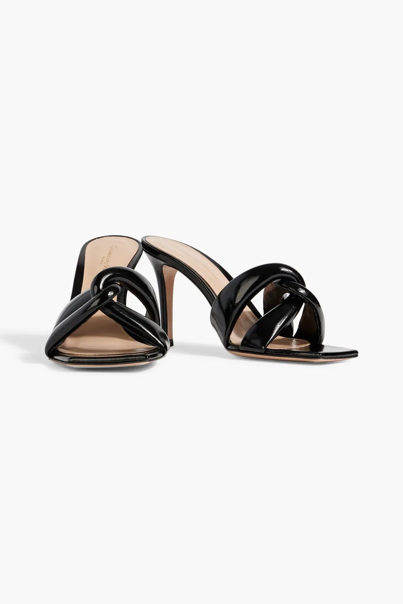 Gianvito Rossi Amour Twisted Patent-Leather Mules Black Women's