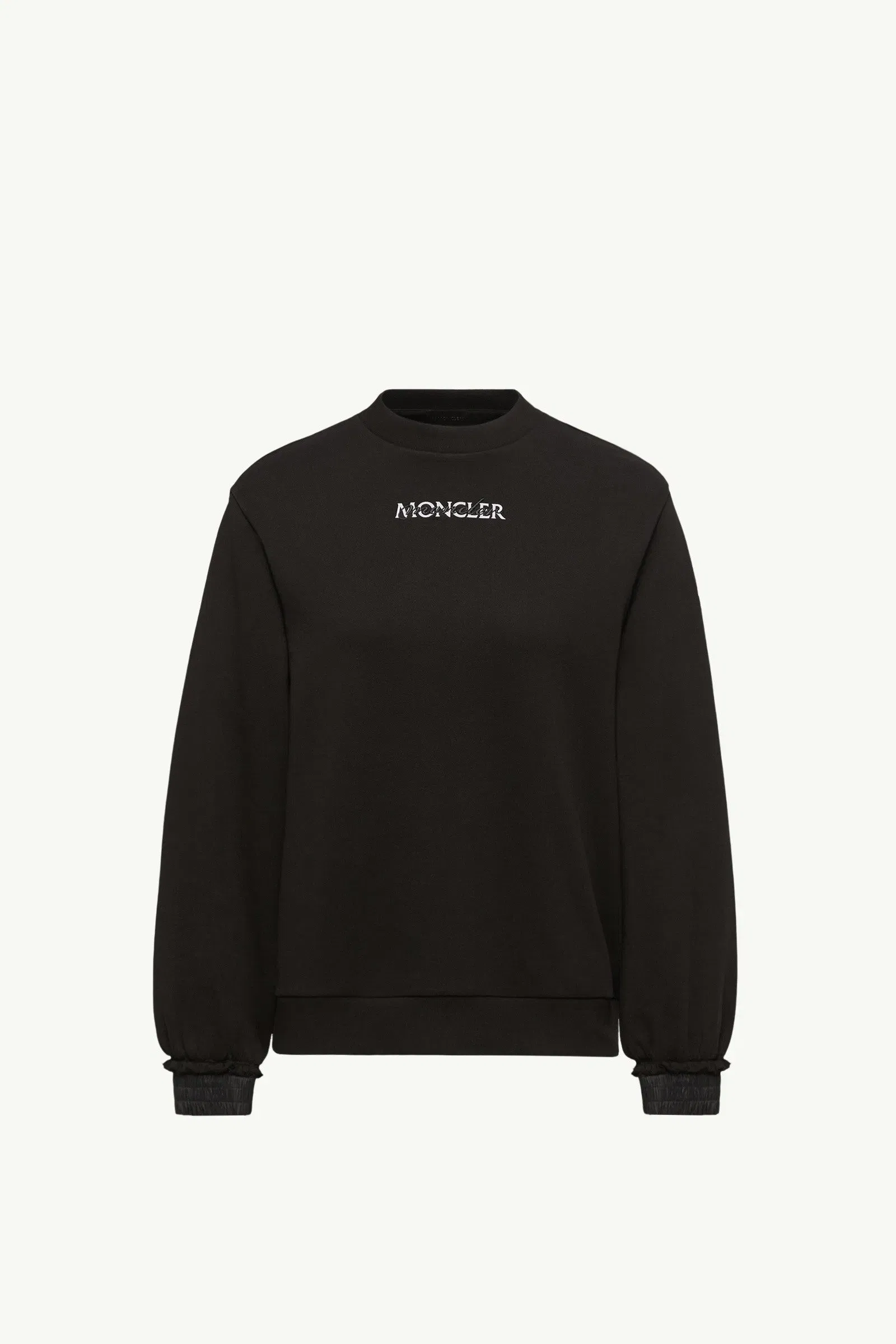 Moncler Cotton Fleece Logo Sweatshirt Black Black