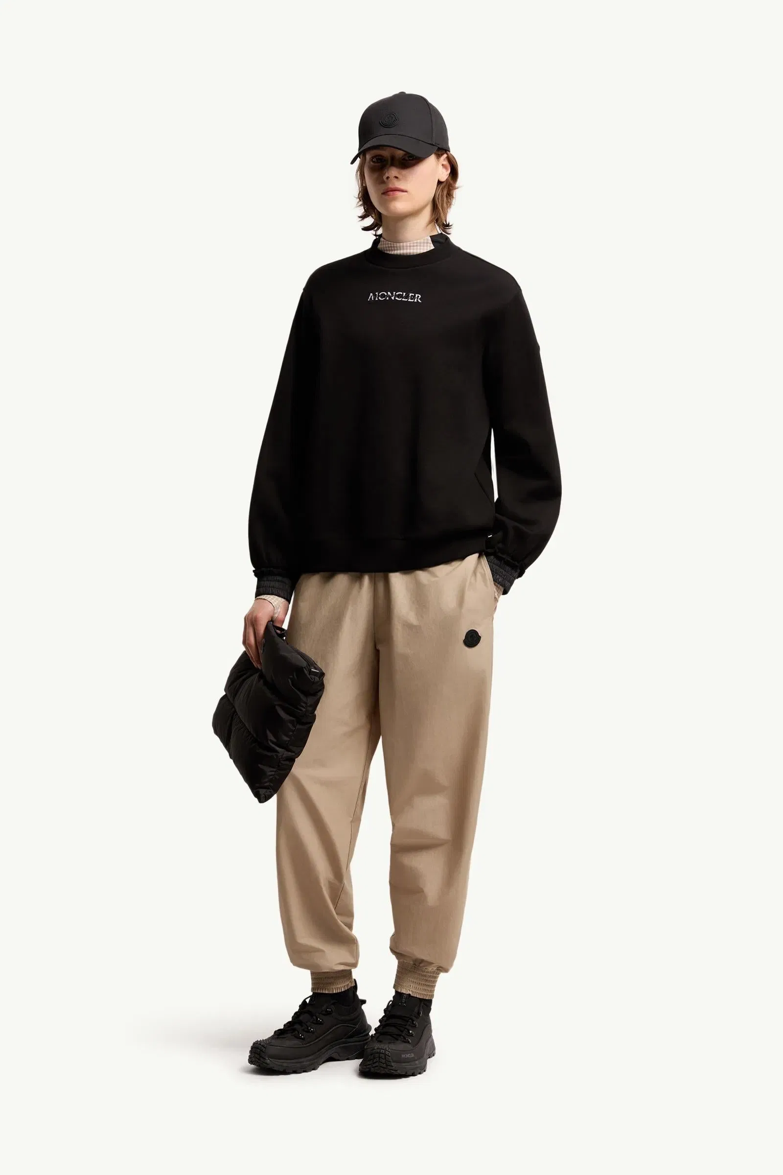 Moncler Cotton Fleece Logo Sweatshirt Black Black