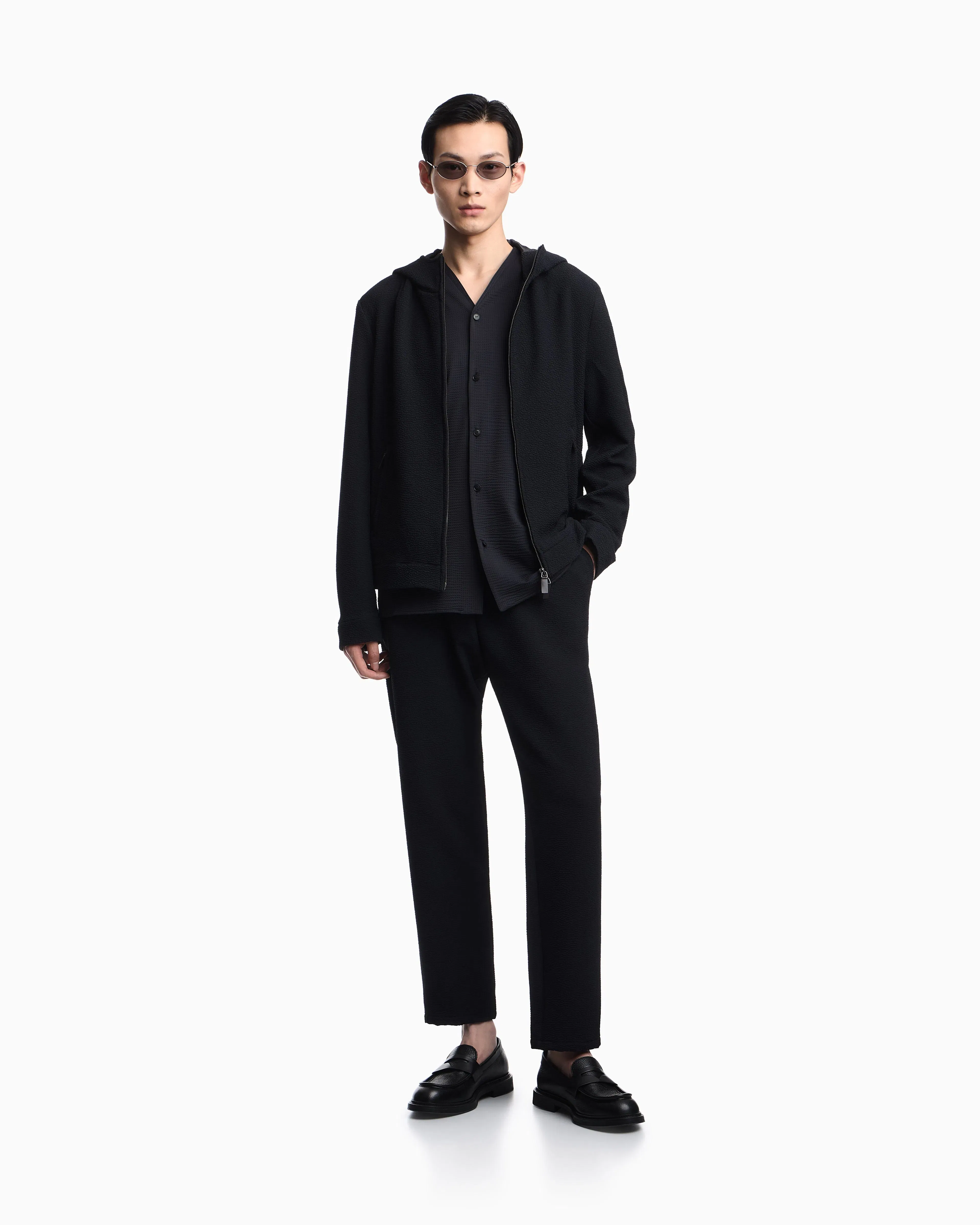 Emporio Armani Icon embossed pattern-fabric trousers