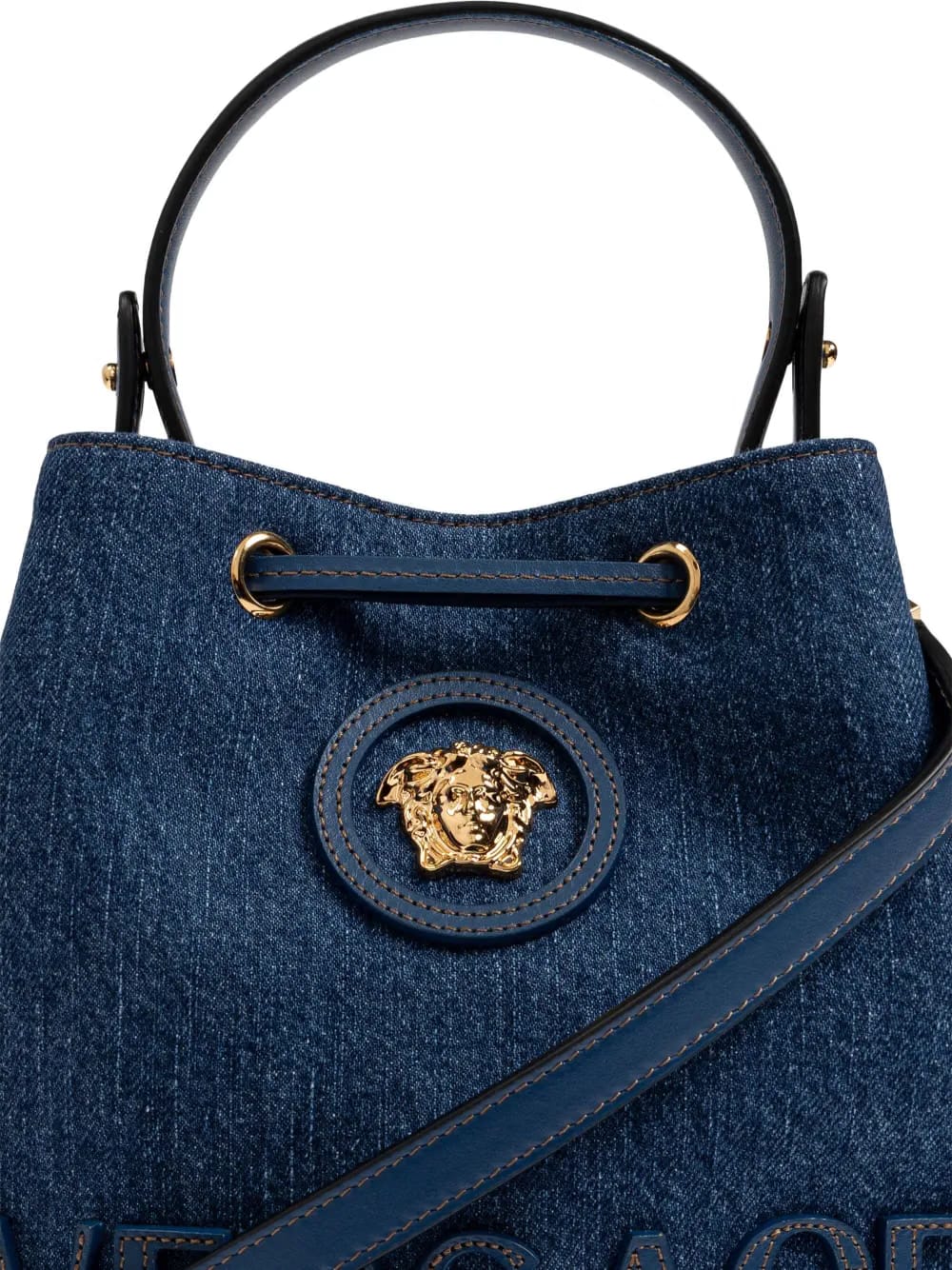 La Medusa denim bucket bag