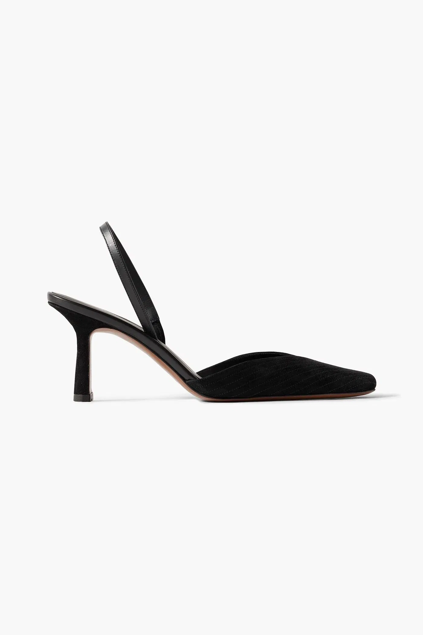 Neous Dilmun Leather-Trimmed Suede Slingback Pumps Black Women's