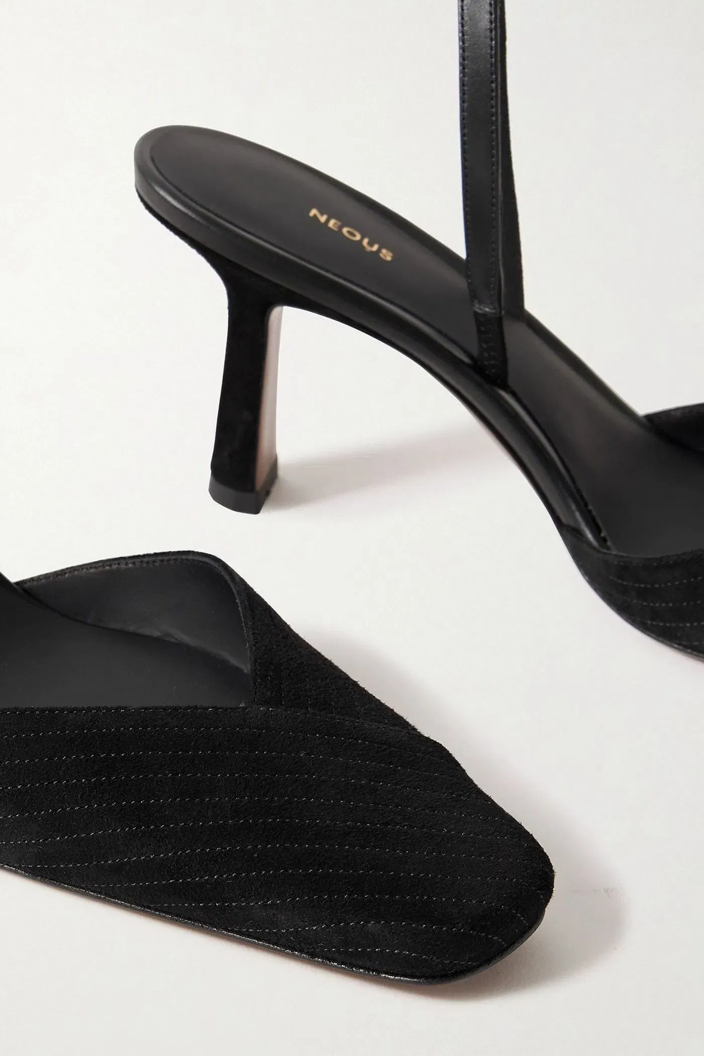 Neous Dilmun Leather-Trimmed Suede Slingback Pumps Black Women's