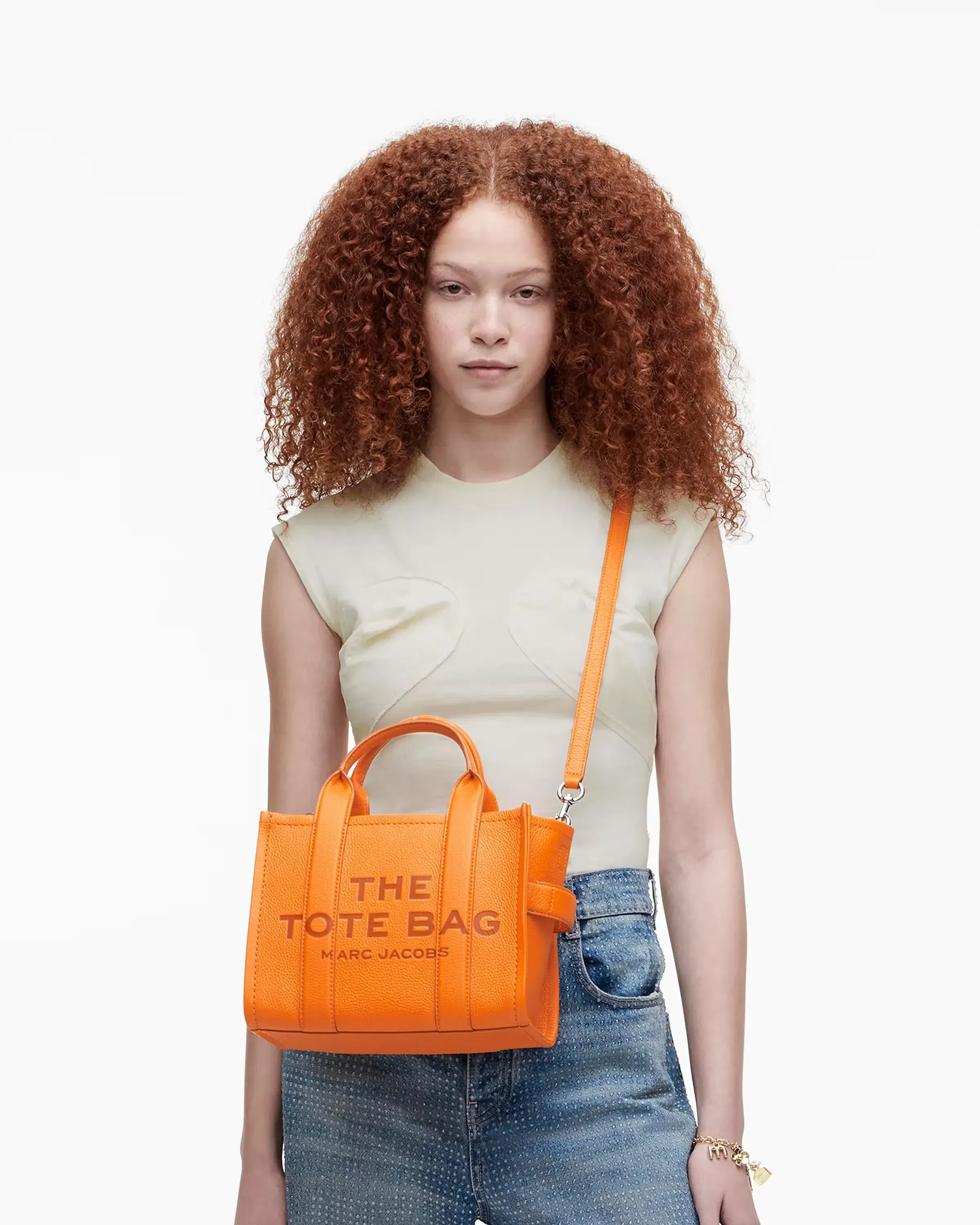 Marc Jacobs The Leather Small Tote Bag Tangerine