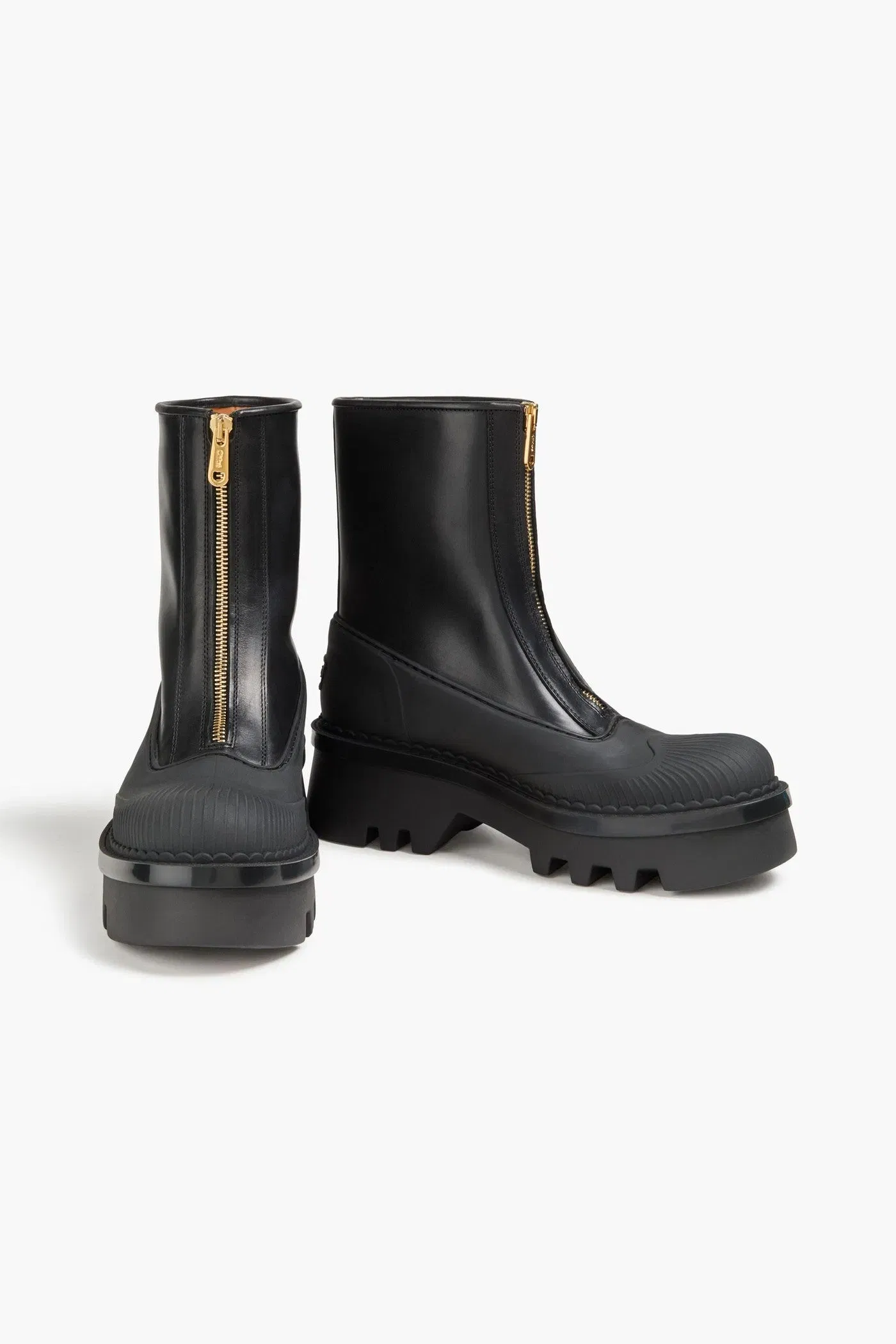 Chlo Raina Tpu-Trimmed Leather Ankle Boots Black Women's