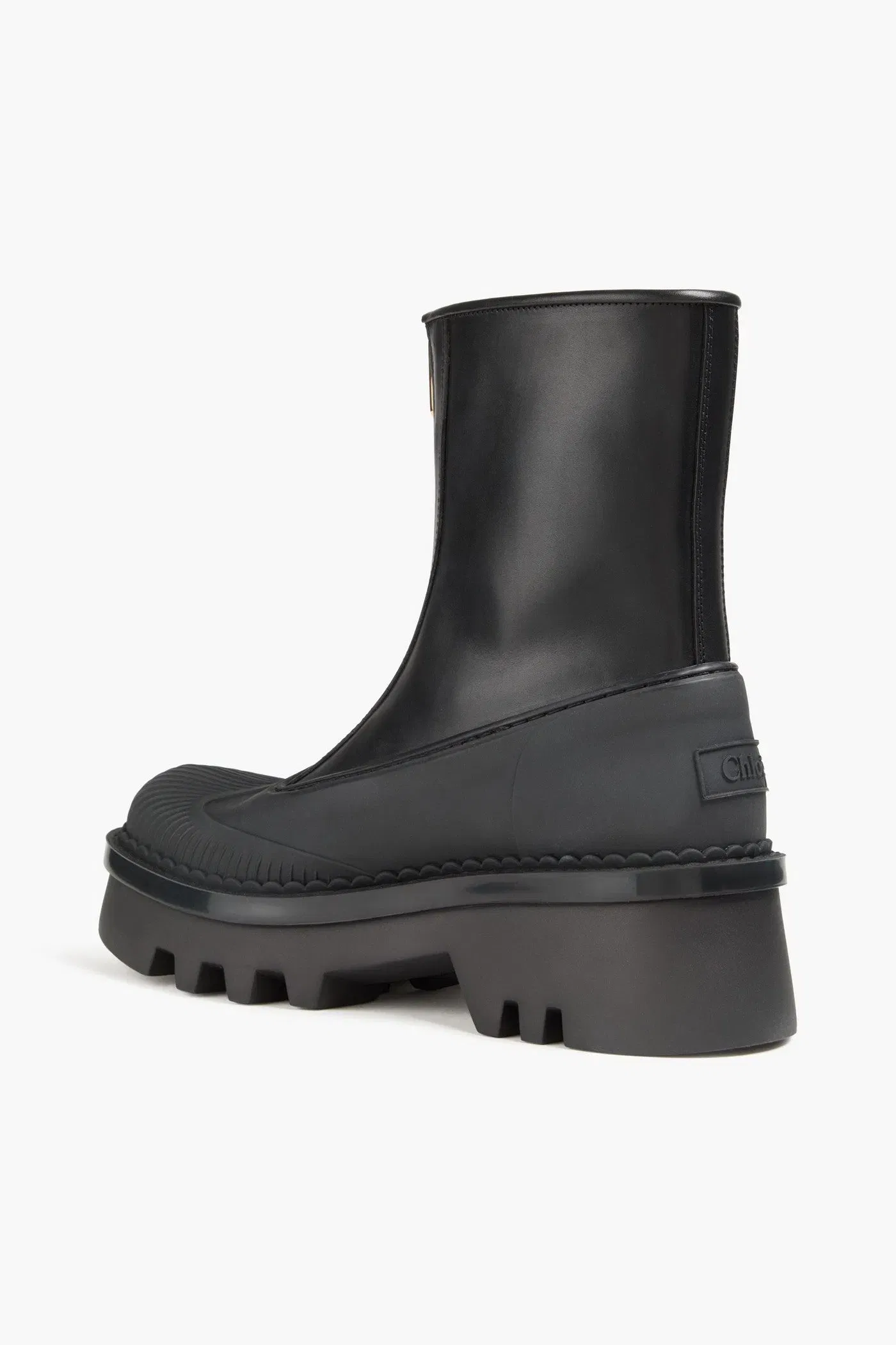 Chlo Raina Tpu-Trimmed Leather Ankle Boots Black Women's