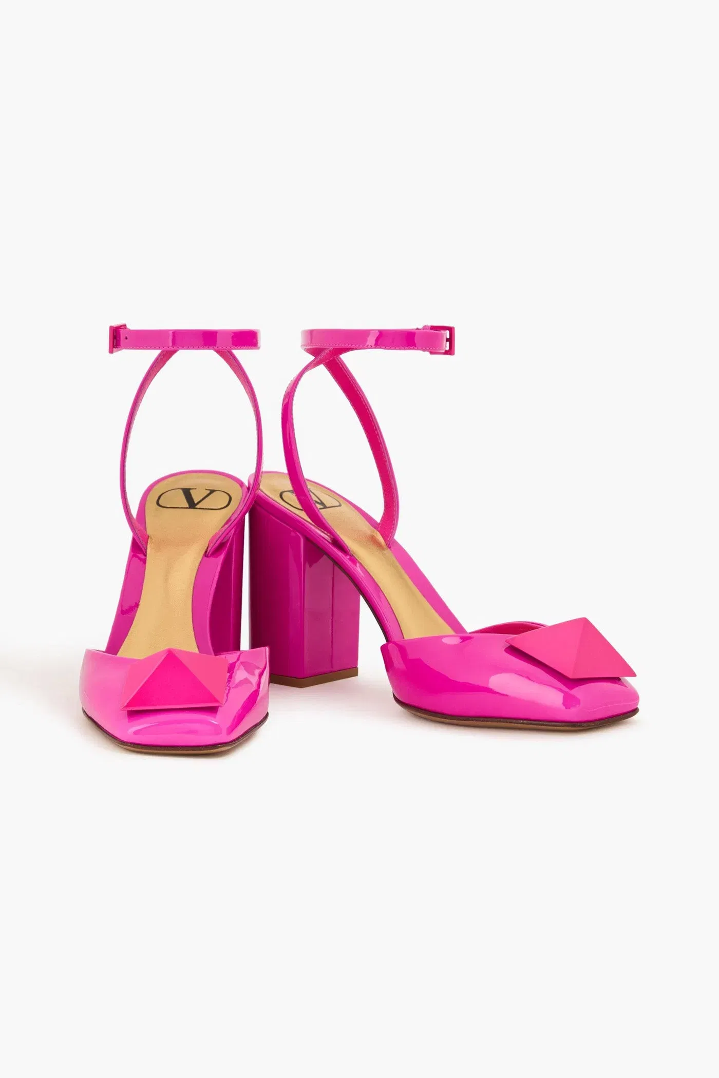 Valentino Garavani One Stud Patent-Leather Pumps Bright Pink Women's