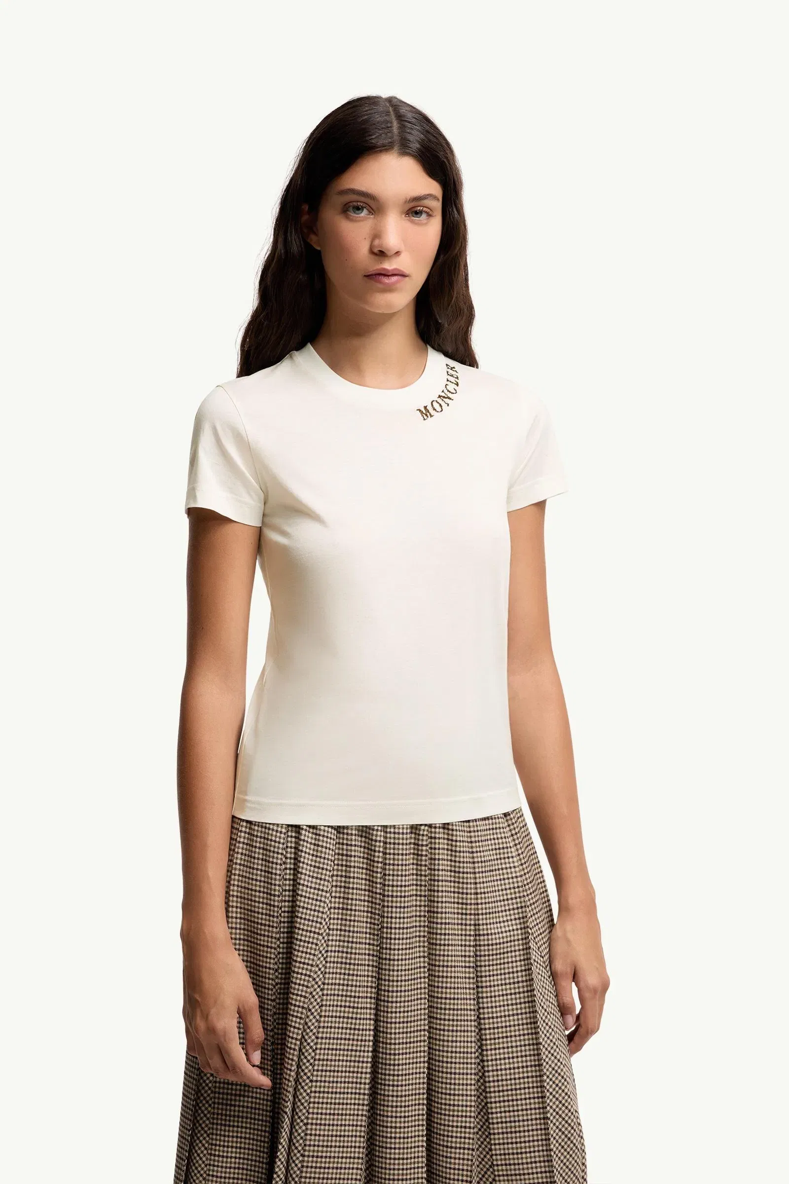 Moncler Sketch Logo Cotton T-Shirt White White