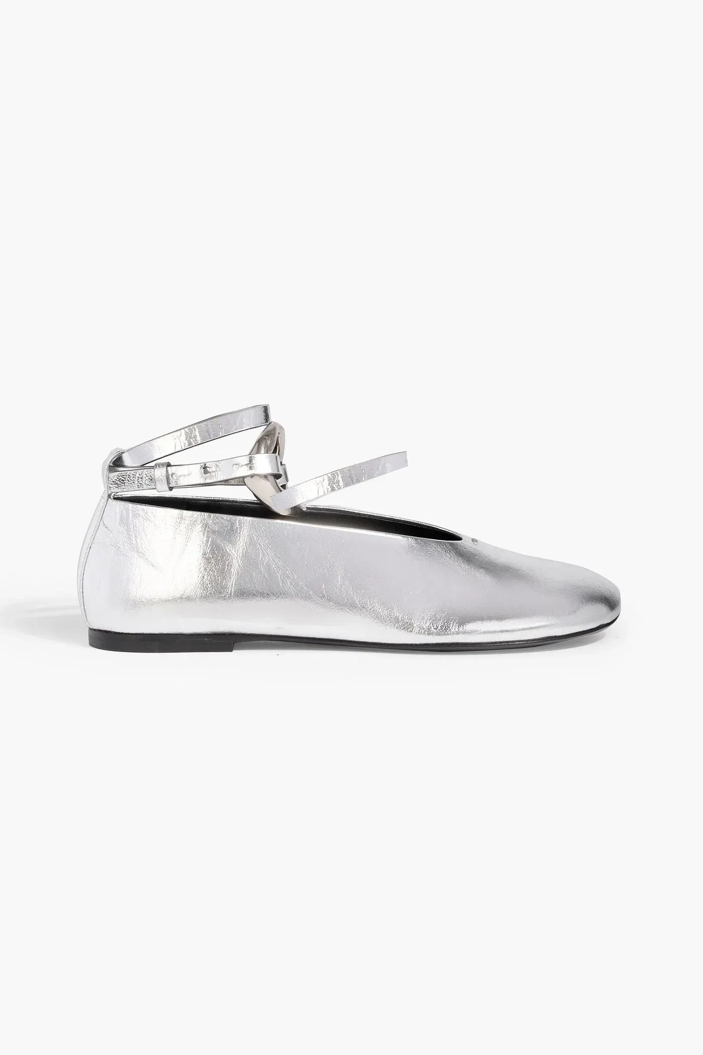 Jil Sander Metallic Leather Ballet Flats Silver Women's