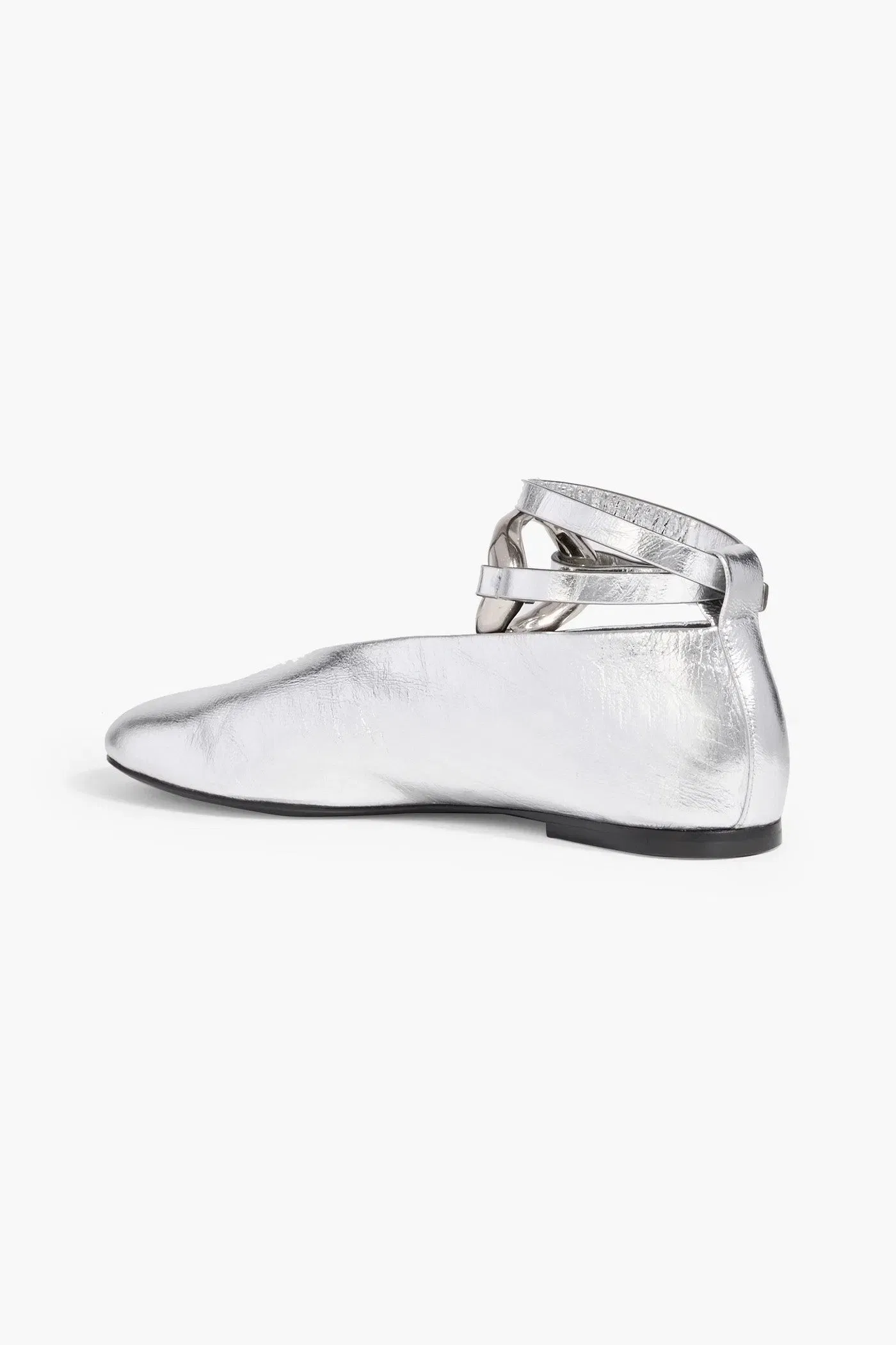 Jil Sander Metallic Leather Ballet Flats Silver Women's