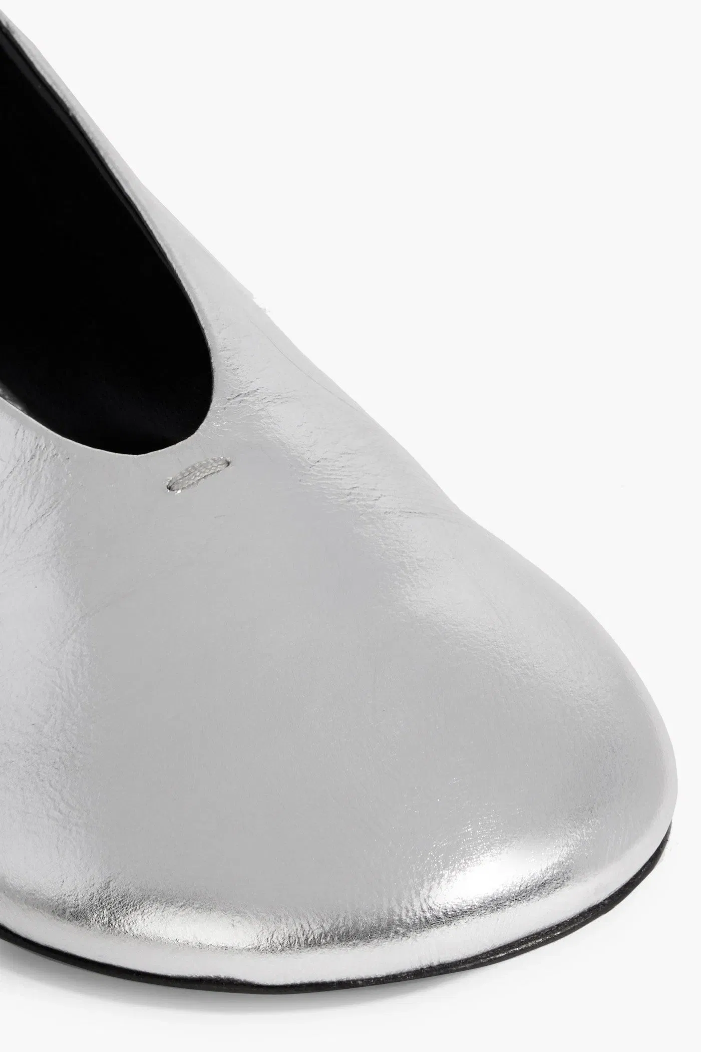Jil Sander Metallic Leather Ballet Flats Silver Women's