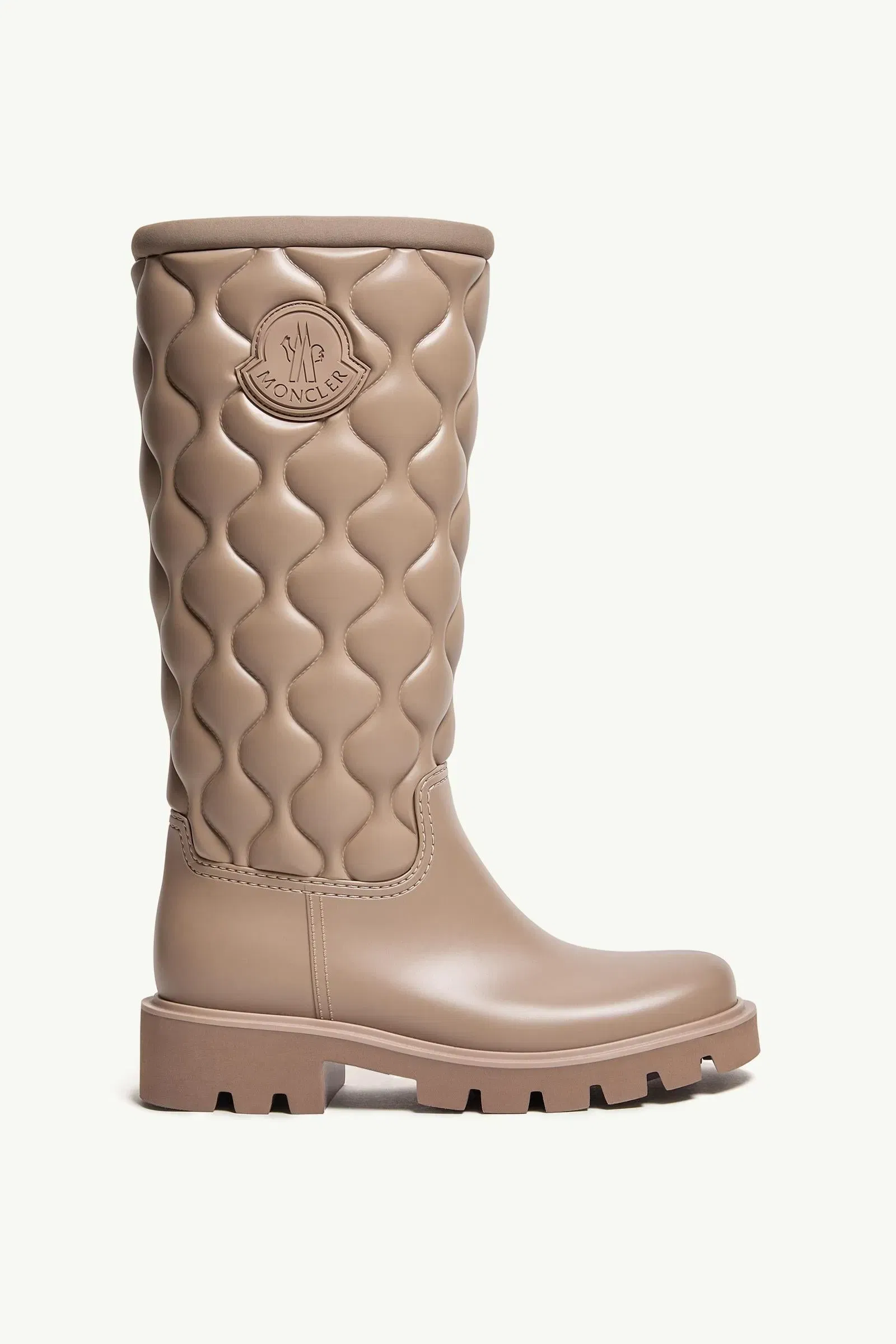 Moncler Kickstream High Rain Boots Grey Beige