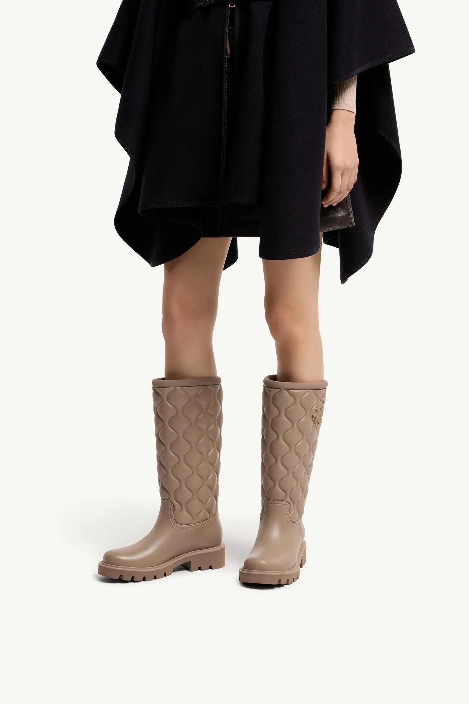 Moncler Kickstream High Rain Boots Grey Beige