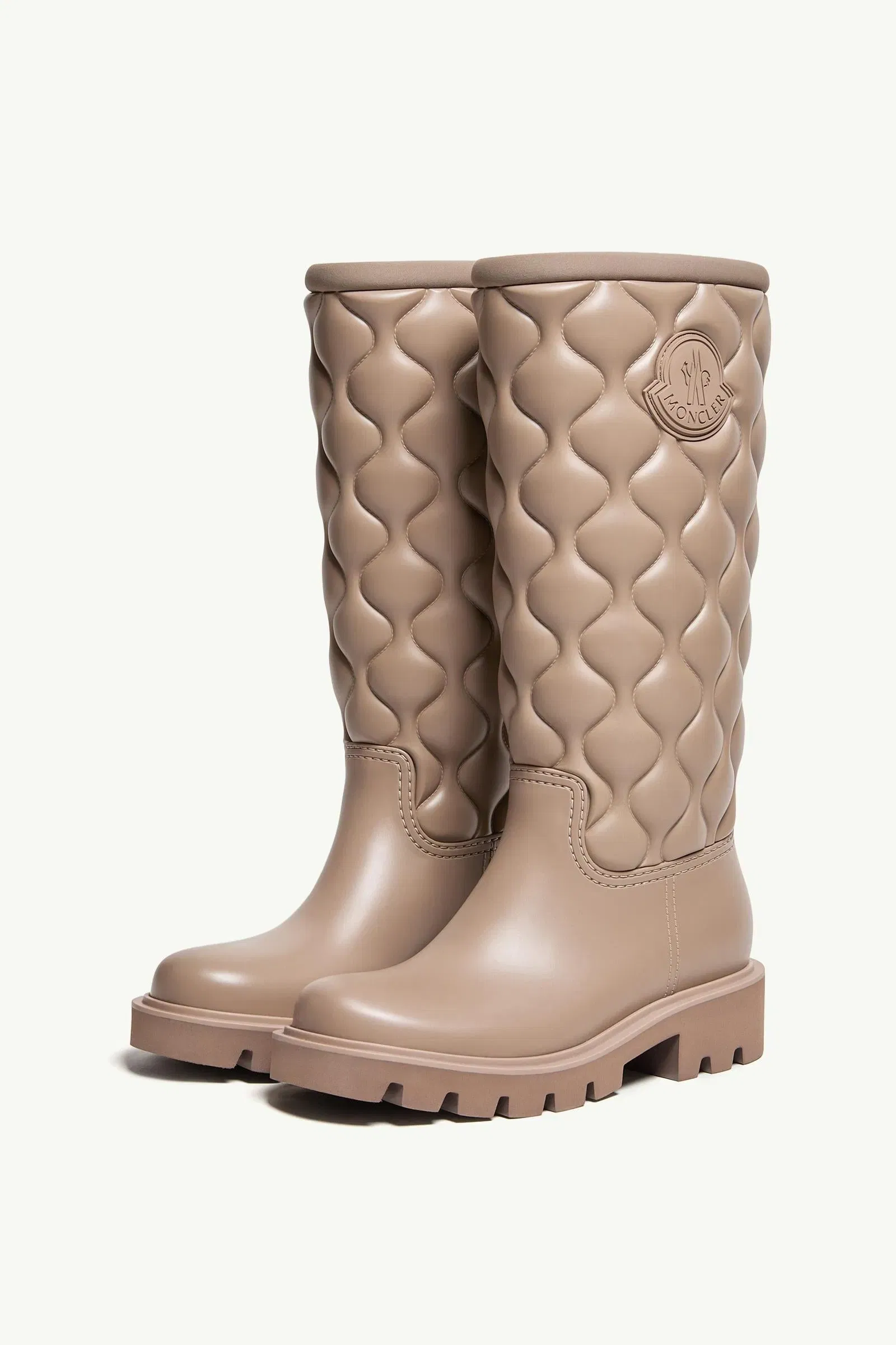 Moncler Kickstream High Rain Boots Grey Beige