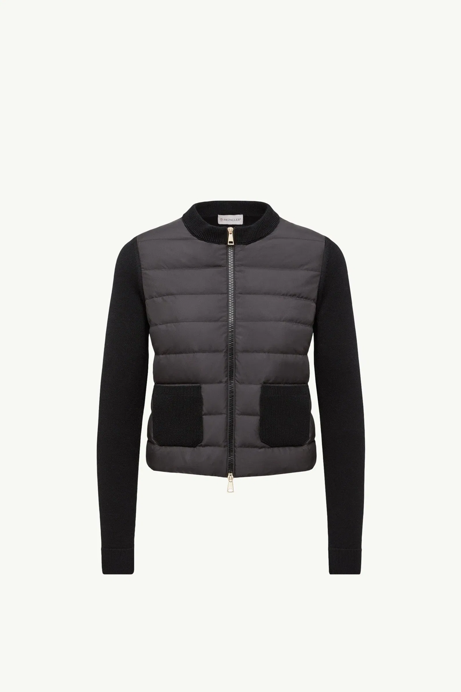 Moncler Wool Padded Zip-Up Cardigan Black Black
