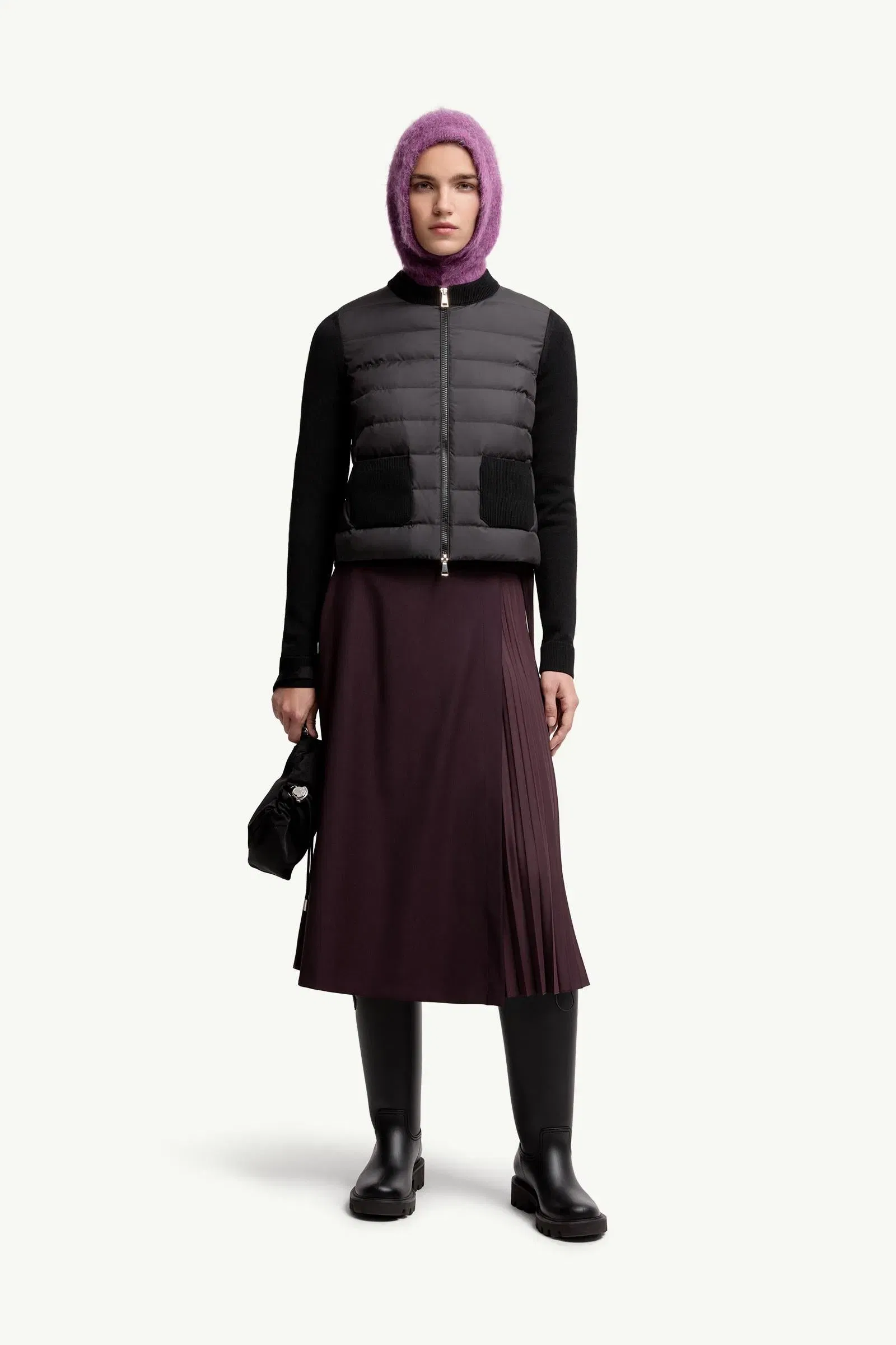 Moncler Wool Padded Zip-Up Cardigan Black Black