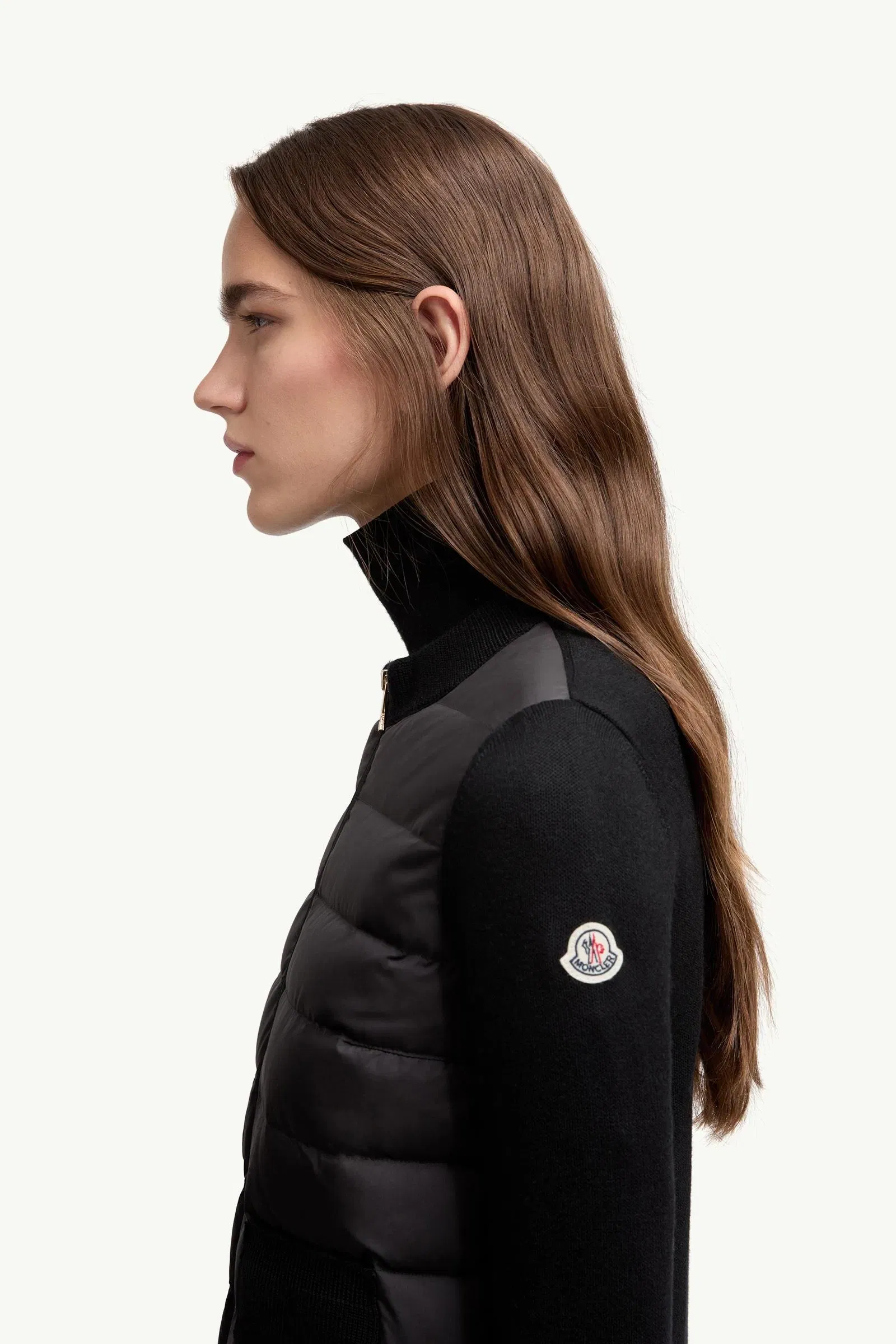 Moncler Wool Padded Zip-Up Cardigan Black Black