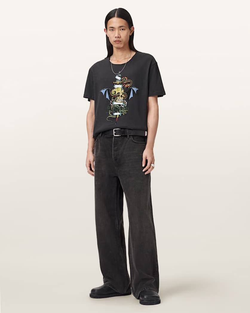AllSaints Sabre Graphic T Shirt Washed Black