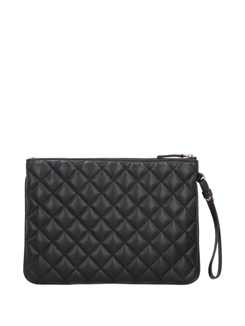 quilted logo leather clutch bag