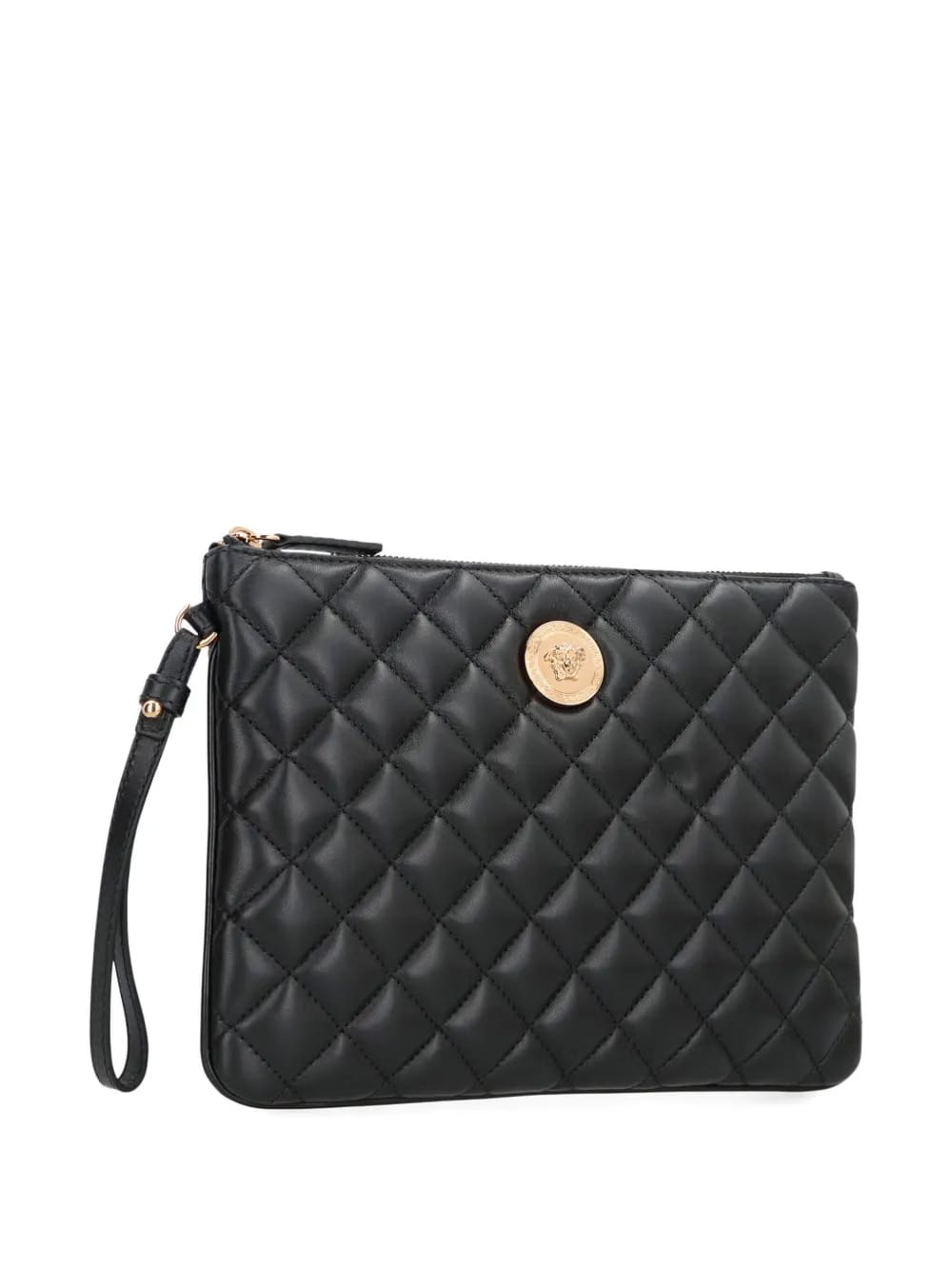 quilted logo leather clutch bag