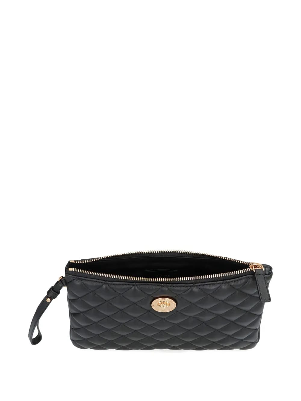 quilted logo leather clutch bag