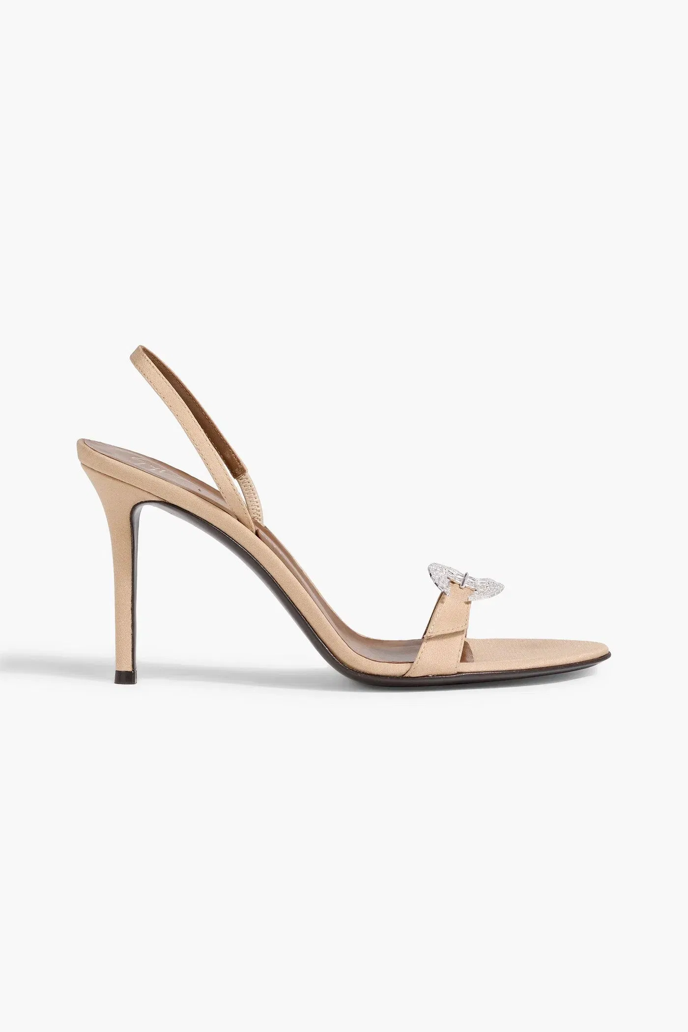 Giuseppe Zanotti Marielena 90 Crystal-Embellished Satin Slingback Sandals Sand Women's