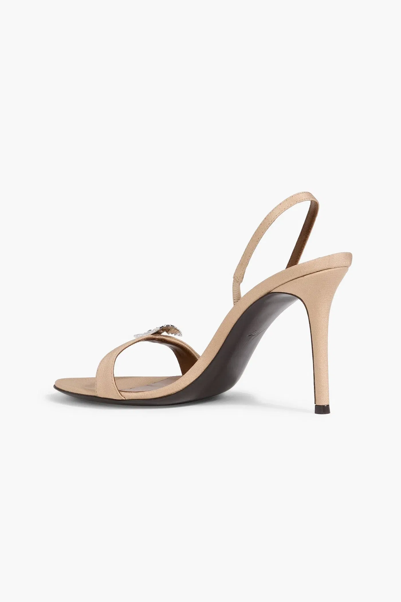 Giuseppe Zanotti Marielena 90 Crystal-Embellished Satin Slingback Sandals Sand Women's