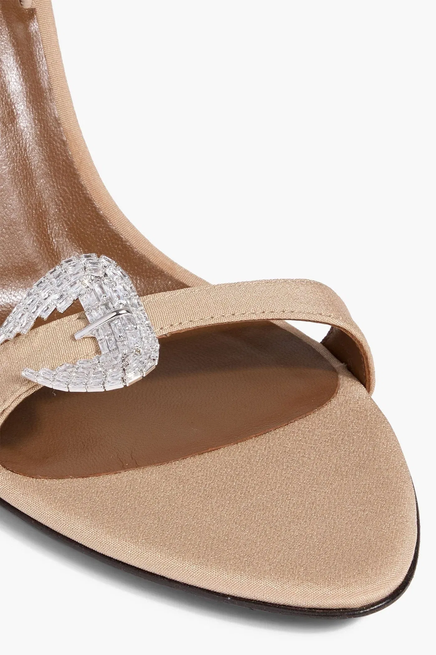 Giuseppe Zanotti Marielena 90 Crystal-Embellished Satin Slingback Sandals Sand Women's