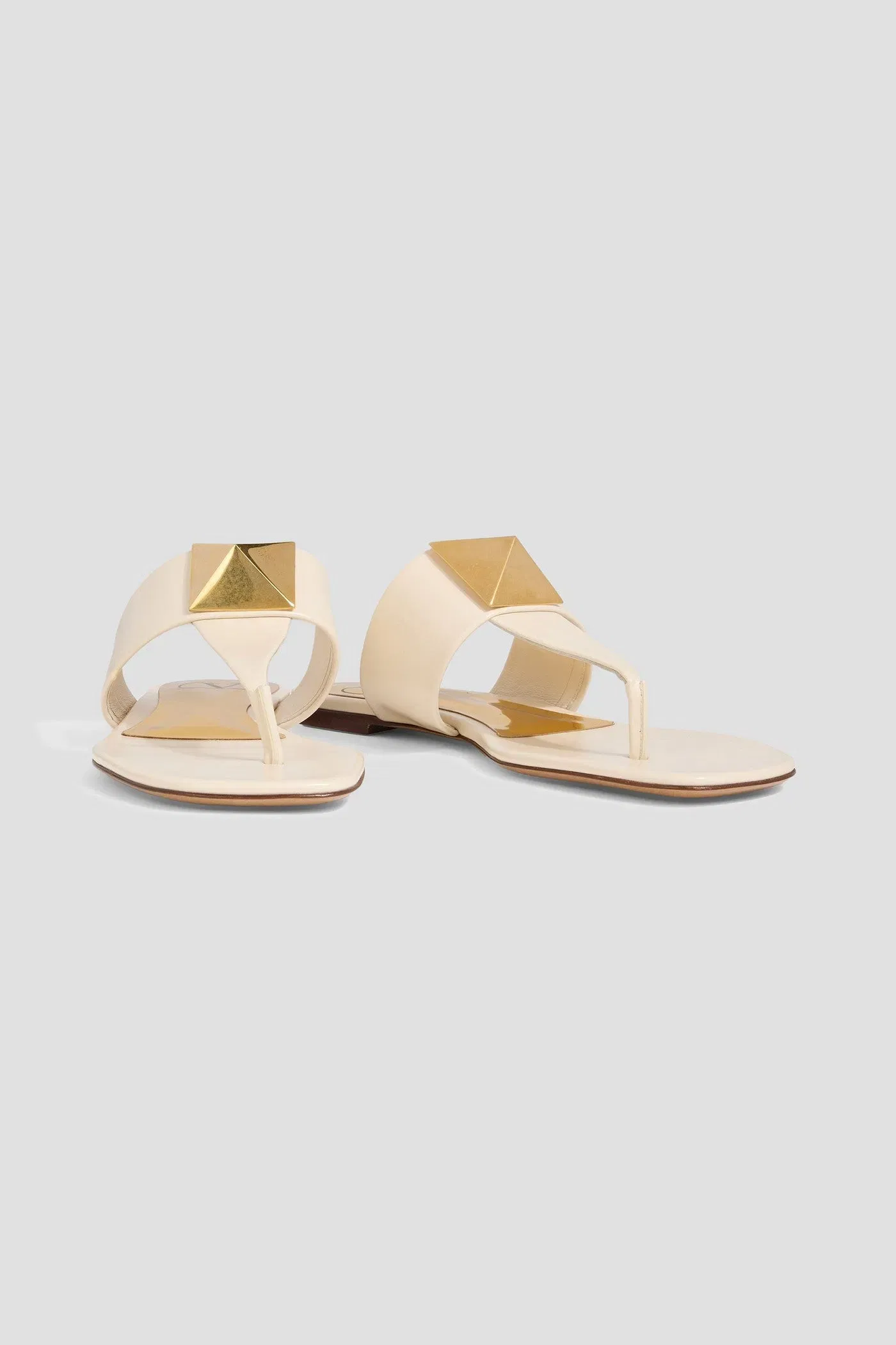 Valentino Garavani One Stud Leather Sandals Ivory Women's