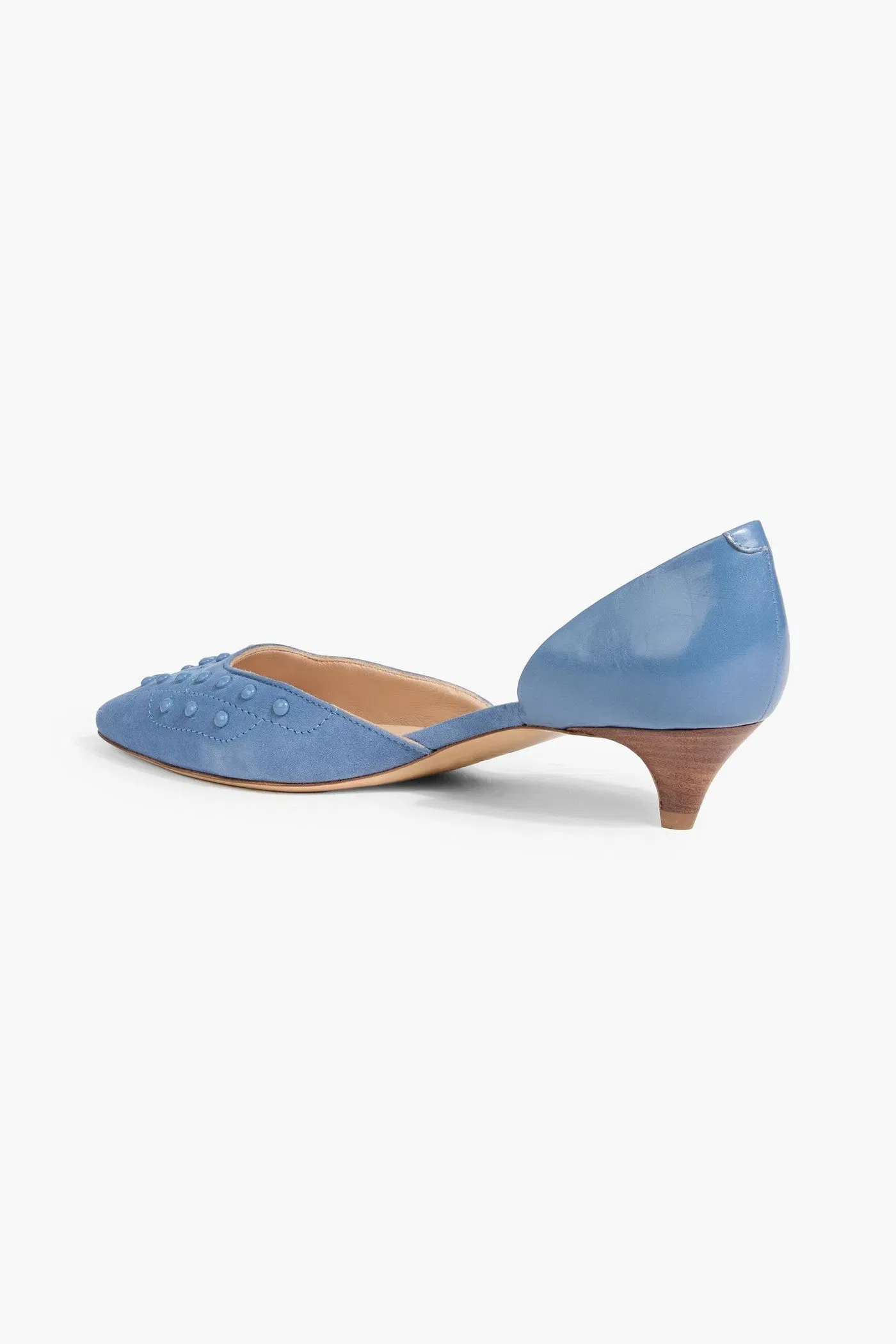 Tod's Studded Suede And Leather Pumps Light Blue Women's