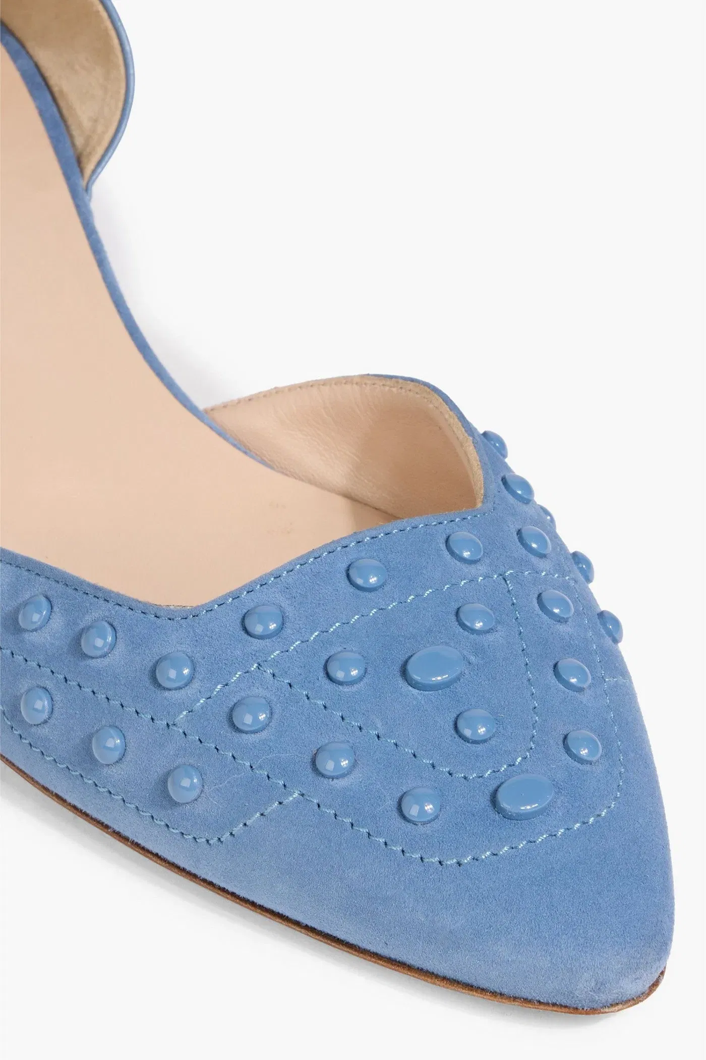 Tod's Studded Suede And Leather Pumps Light Blue Women's