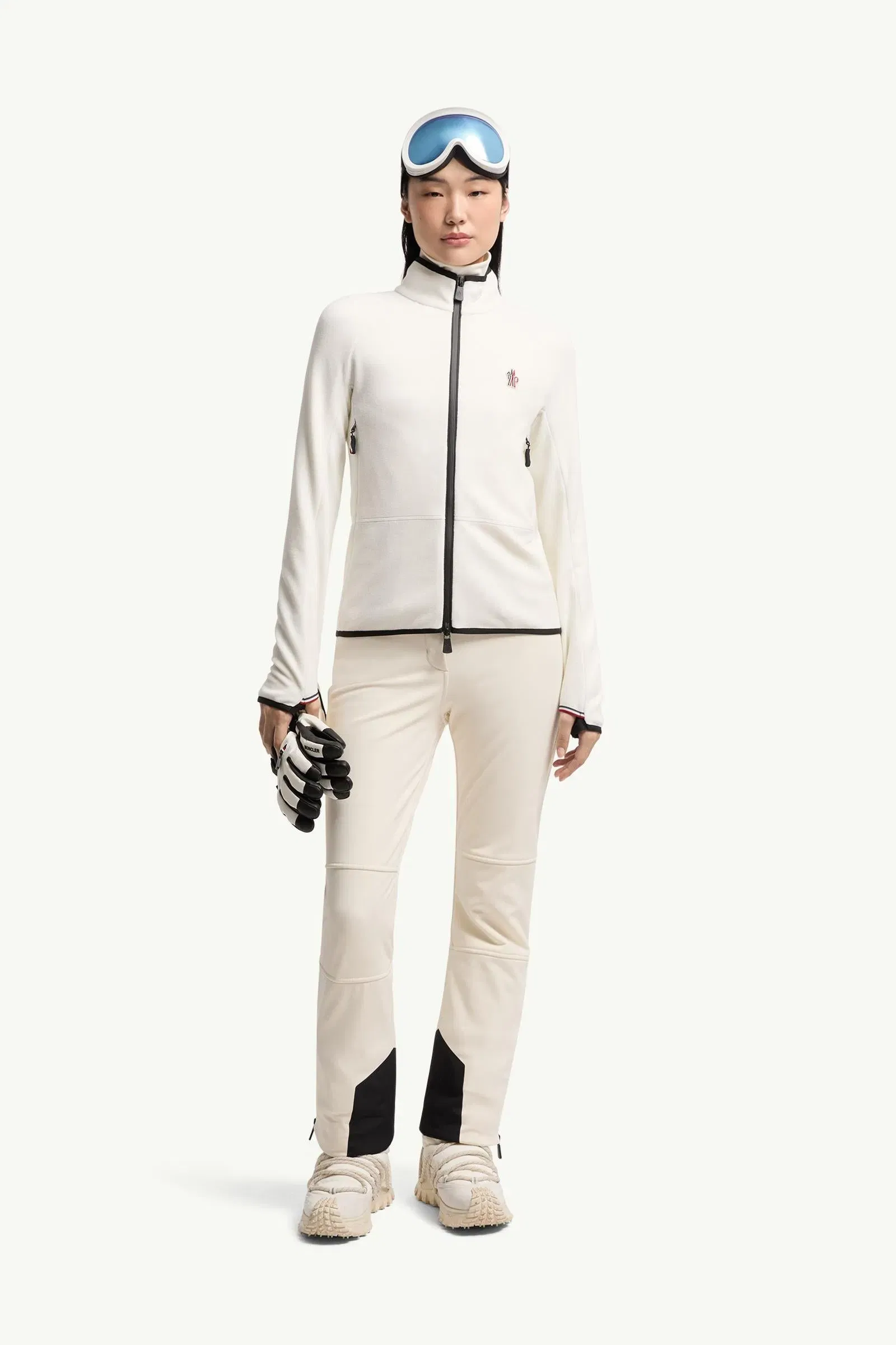 Moncler Fleece Zip-Up Sweatshirt White White