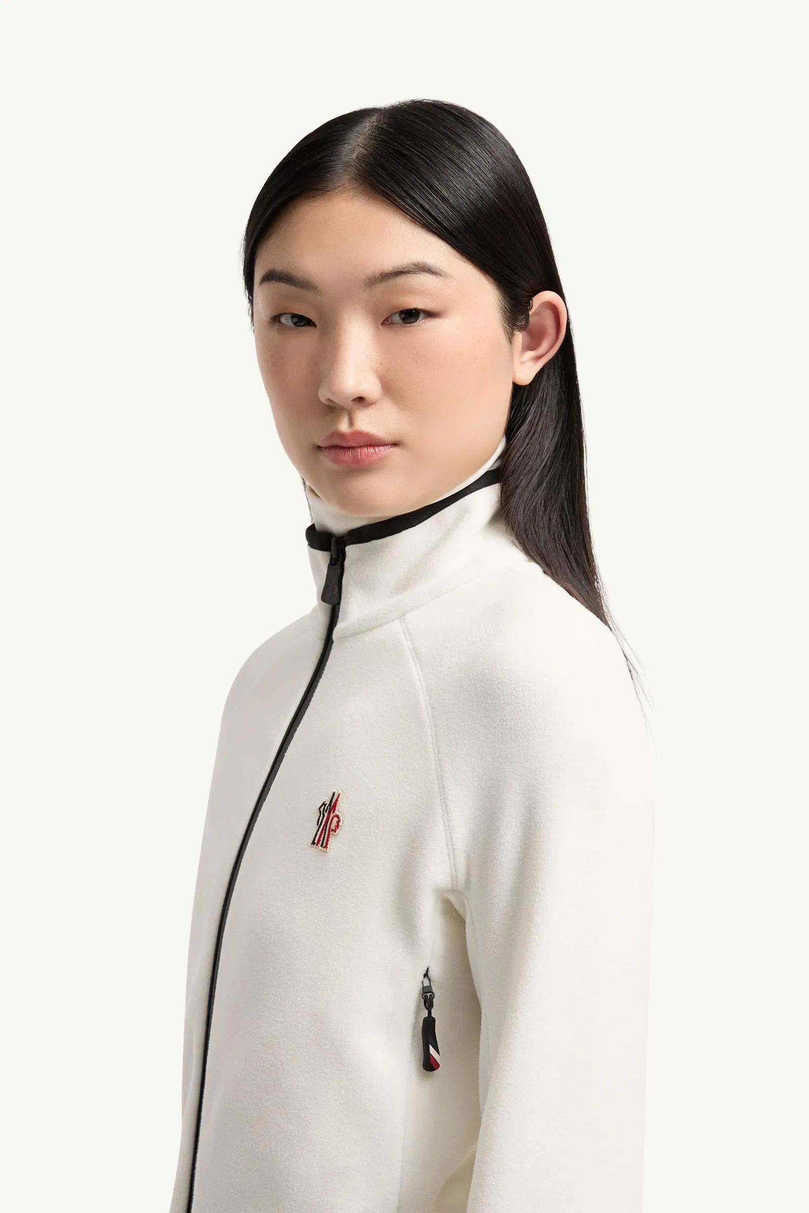 Moncler Fleece Zip-Up Sweatshirt White White