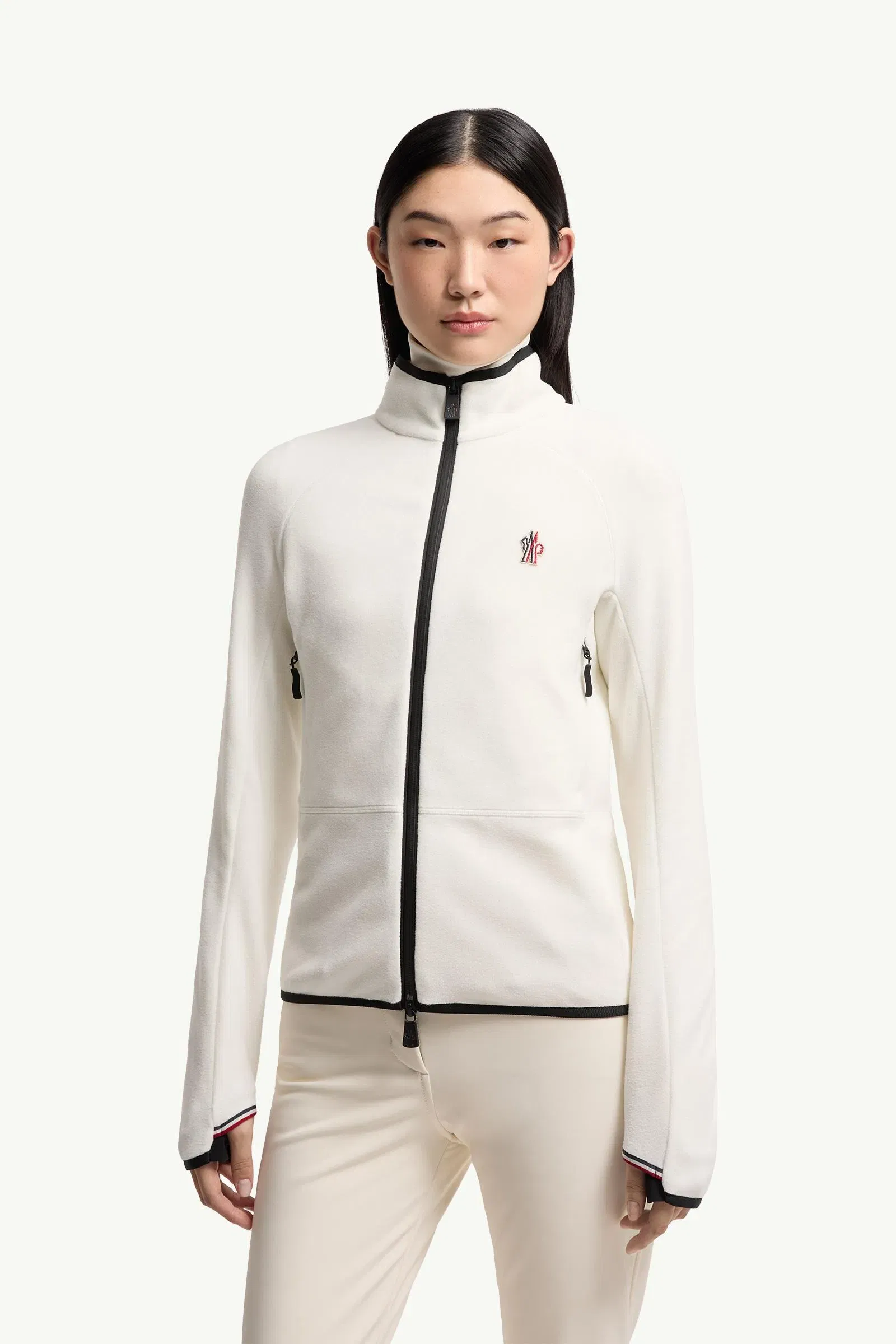 Moncler Fleece Zip-Up Sweatshirt White White