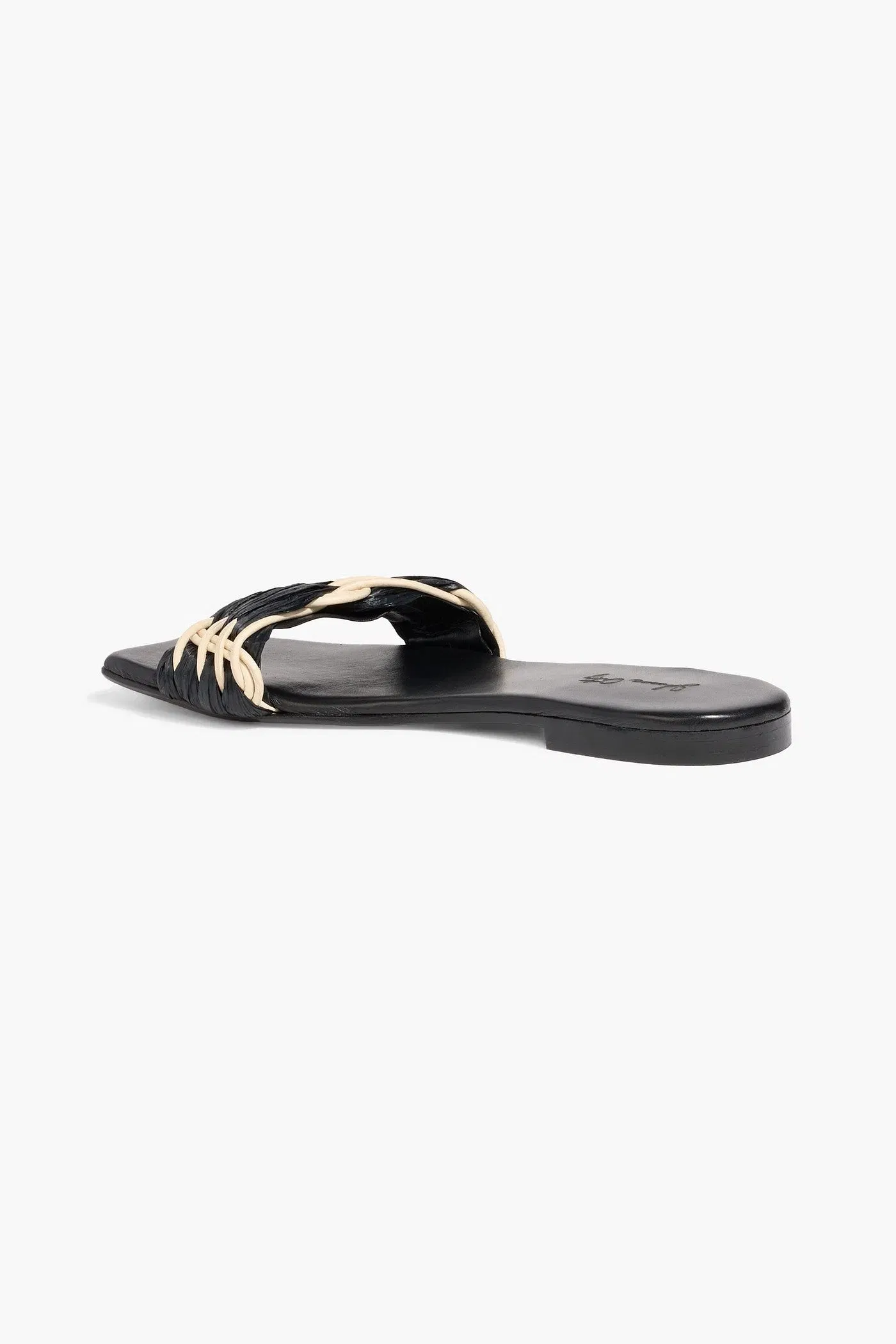 Johanna Ortiz Hidden Messages Leather And Faux Raffia Slides Black Women's