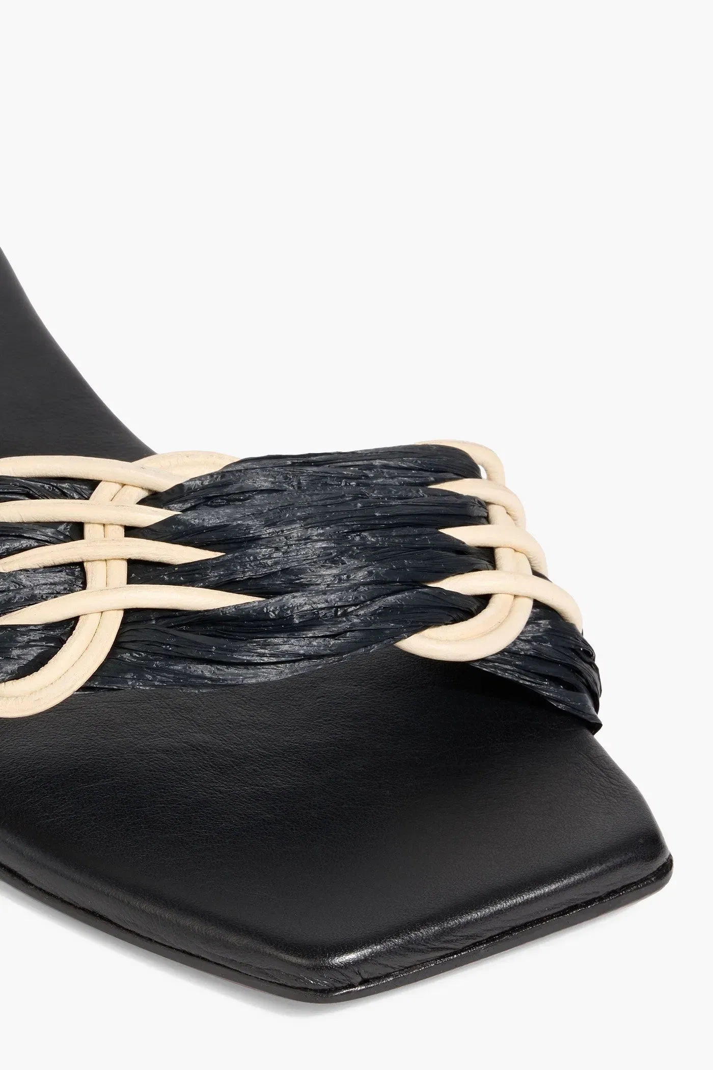 Johanna Ortiz Hidden Messages Leather And Faux Raffia Slides Black Women's