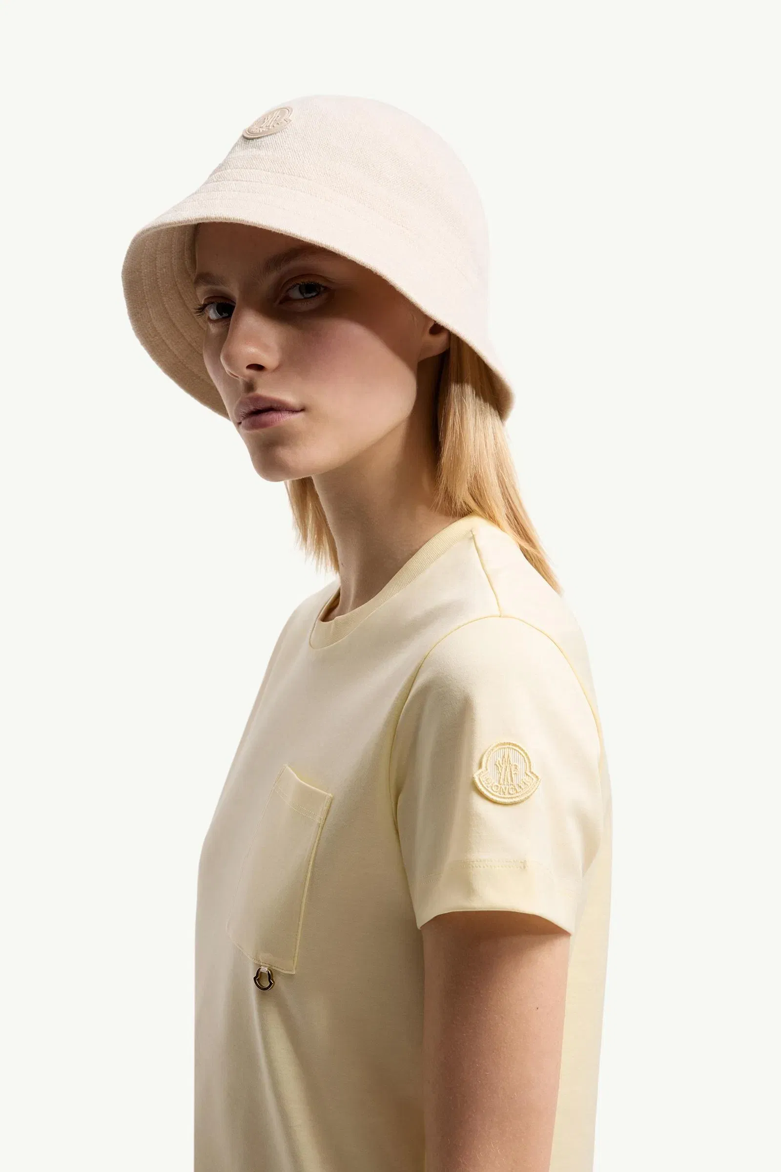 Moncler Metal Logo Cotton T-Shirt Light Yellow Light Yellow