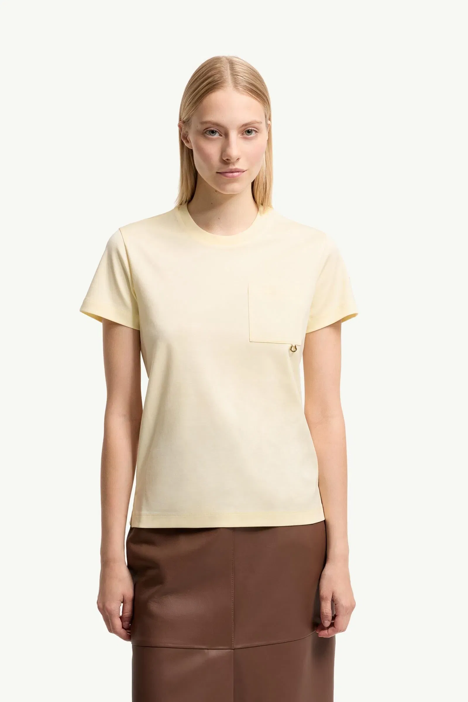 Moncler Metal Logo Cotton T-Shirt Light Yellow Light Yellow