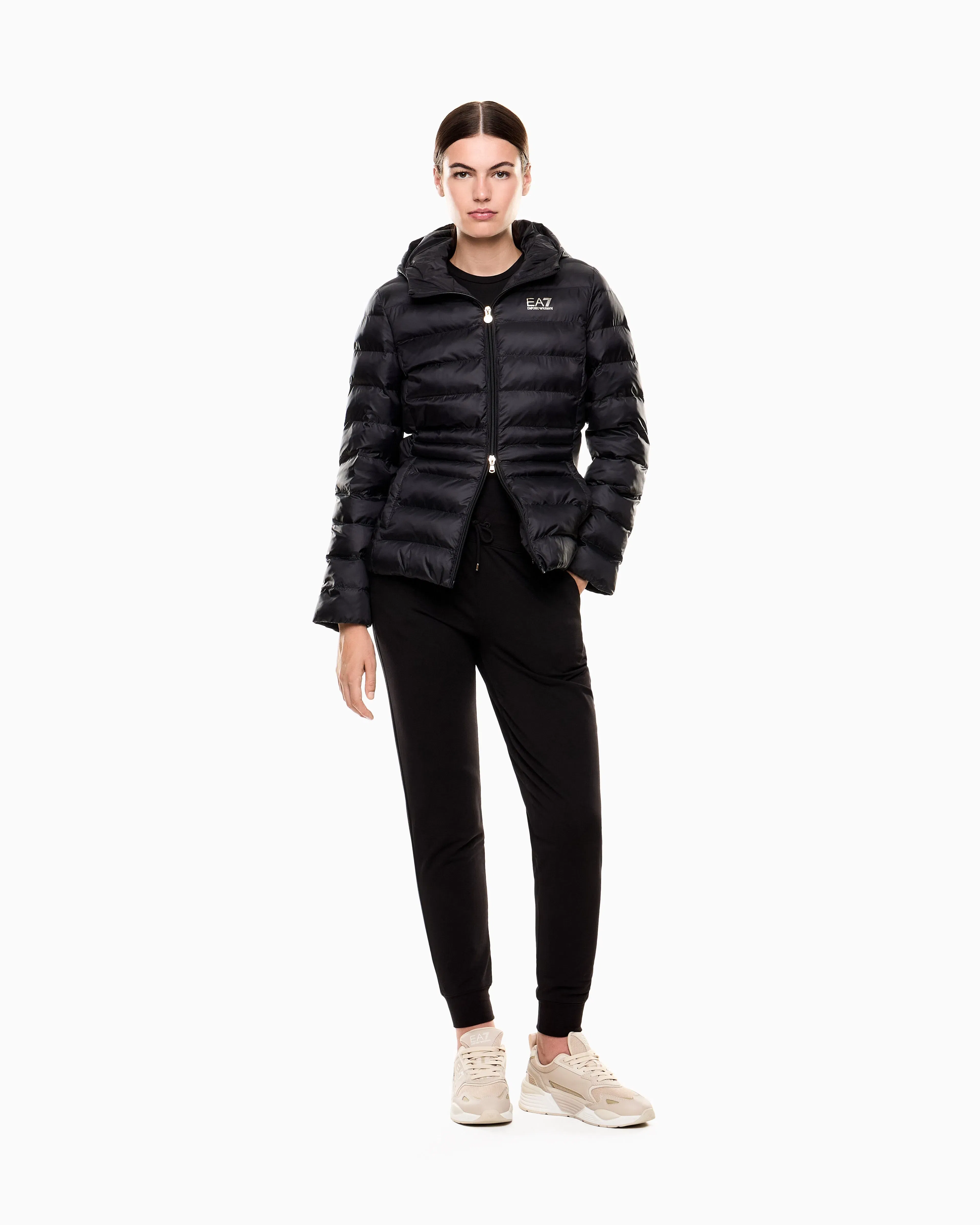 EA7 Padded jacket with a fixed hood and front zip Core Lady