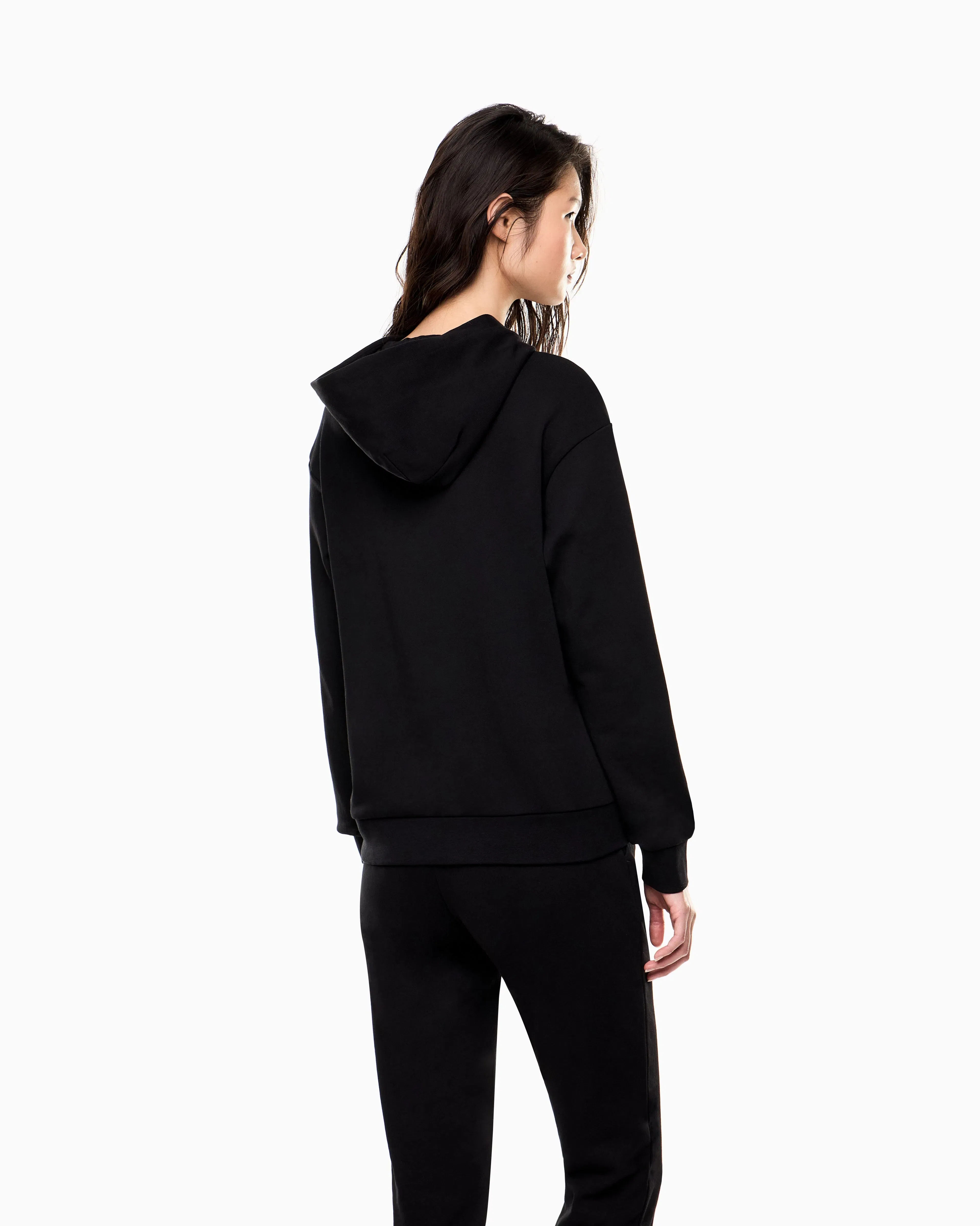 EA7 Stretch hooded sweatshirt with micro studs Logo Series